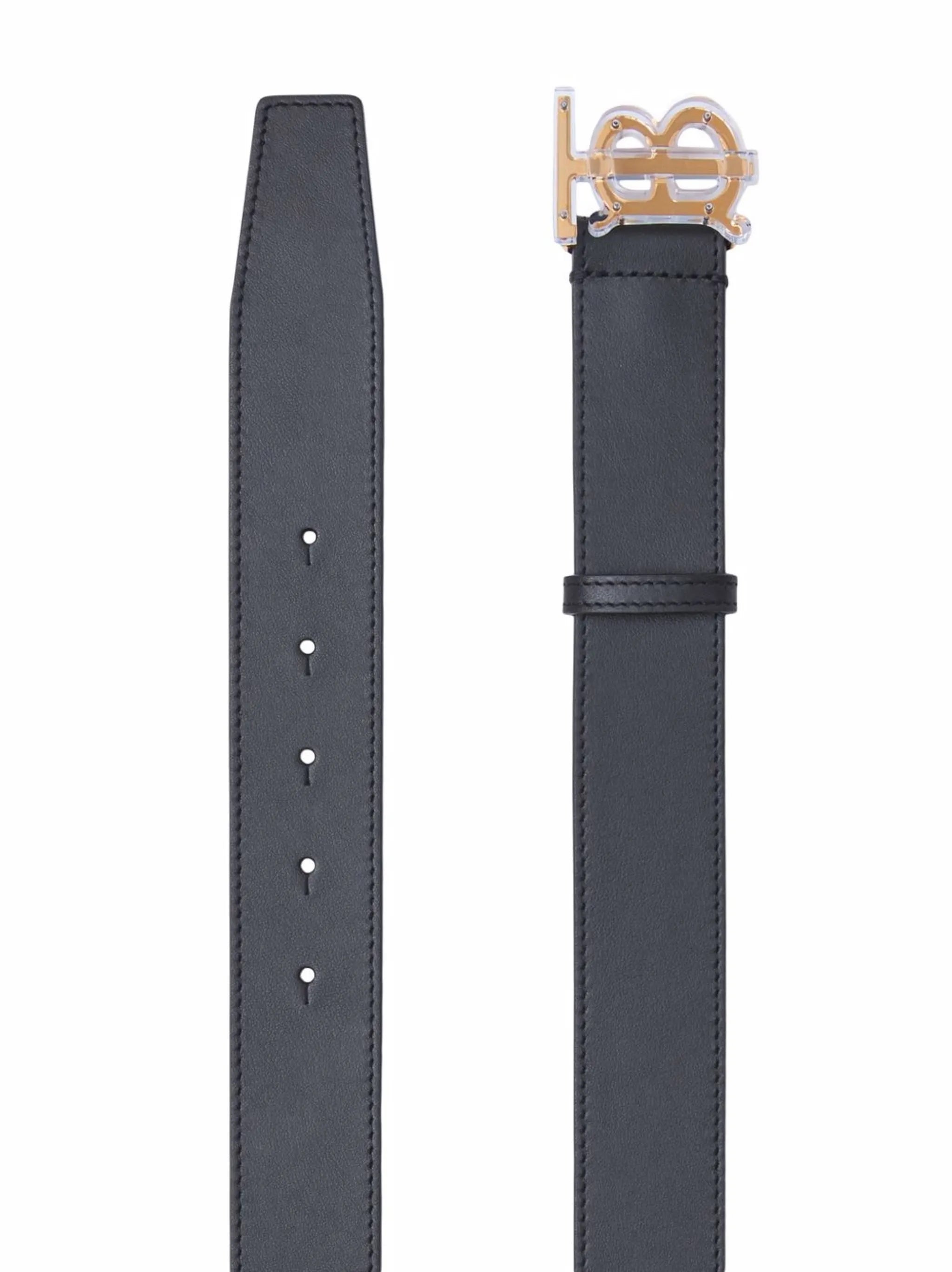 monogram-buckle leather belt