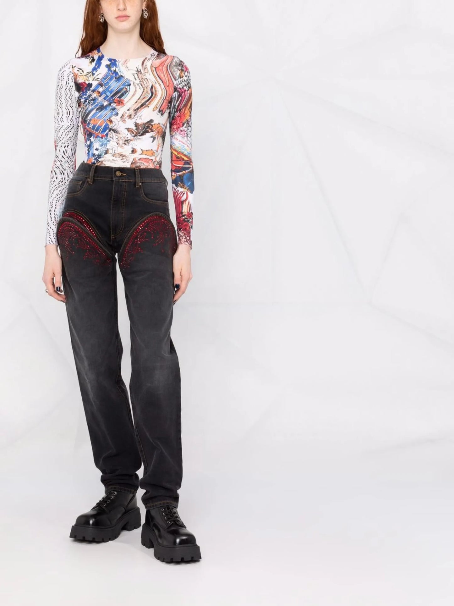printed long-sleeved T-shirt