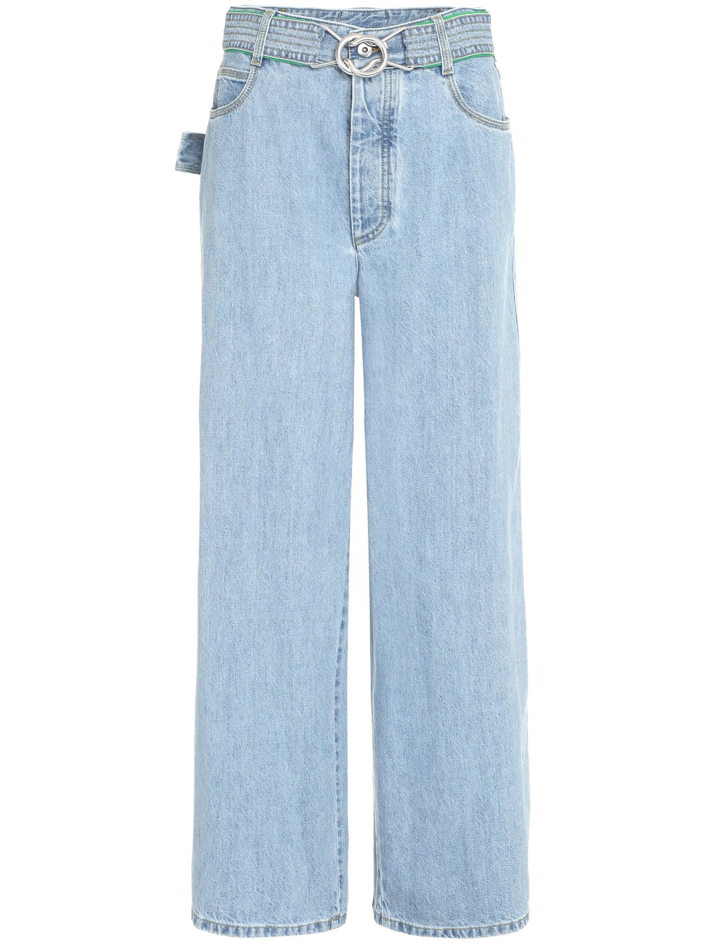 belted high-waisted wide-leg jeans