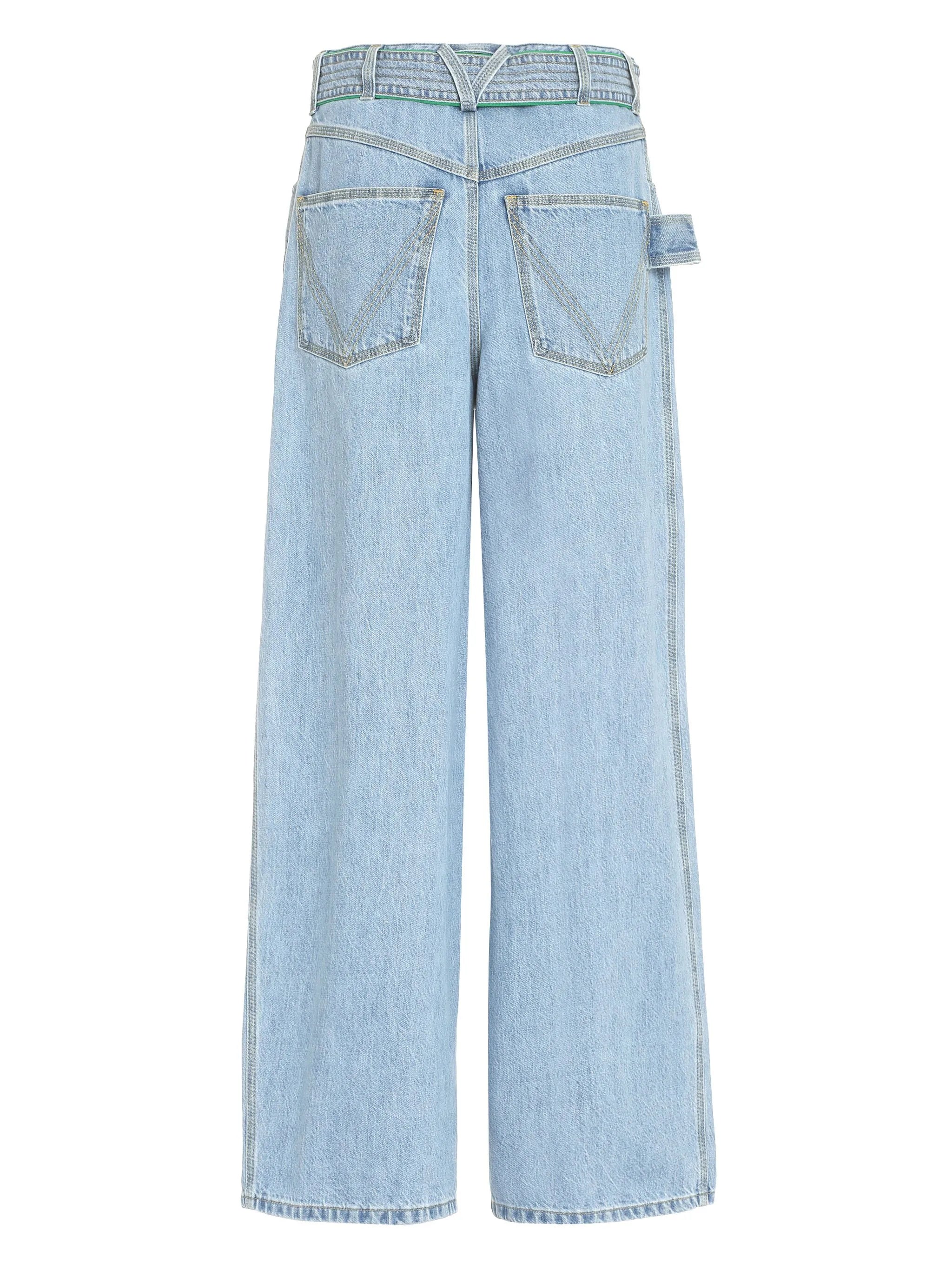 belted high-waisted wide-leg jeans