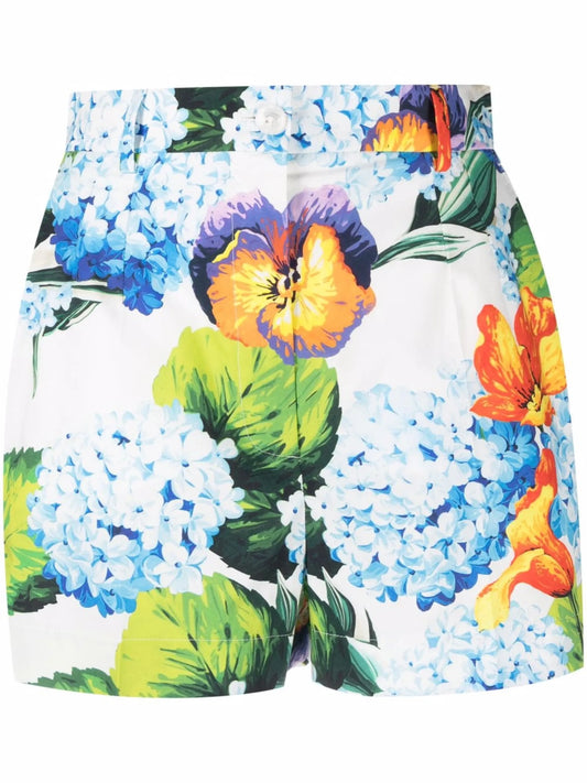 tailored floral-print short shorts
