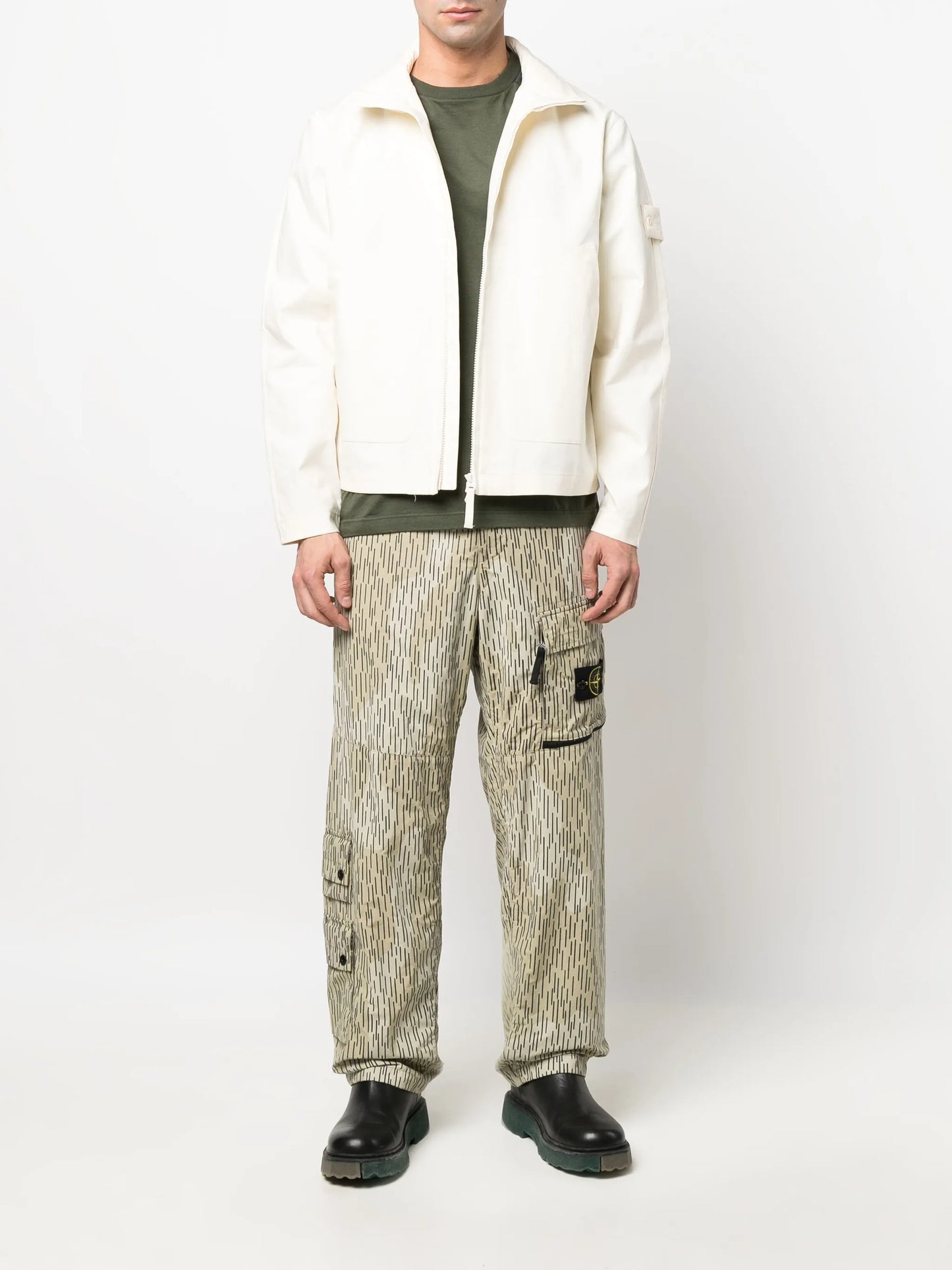Compass-patch funnel-neck jacket
