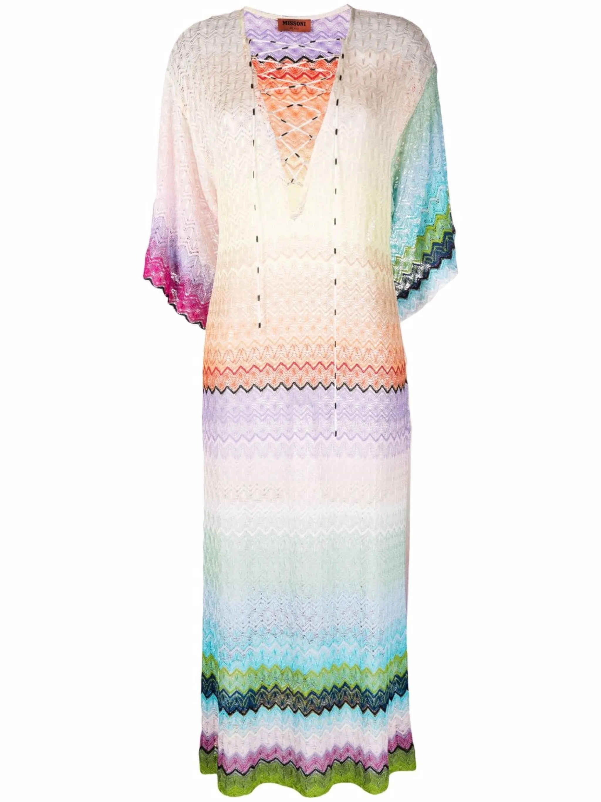 zigzag pattern V-neck dress