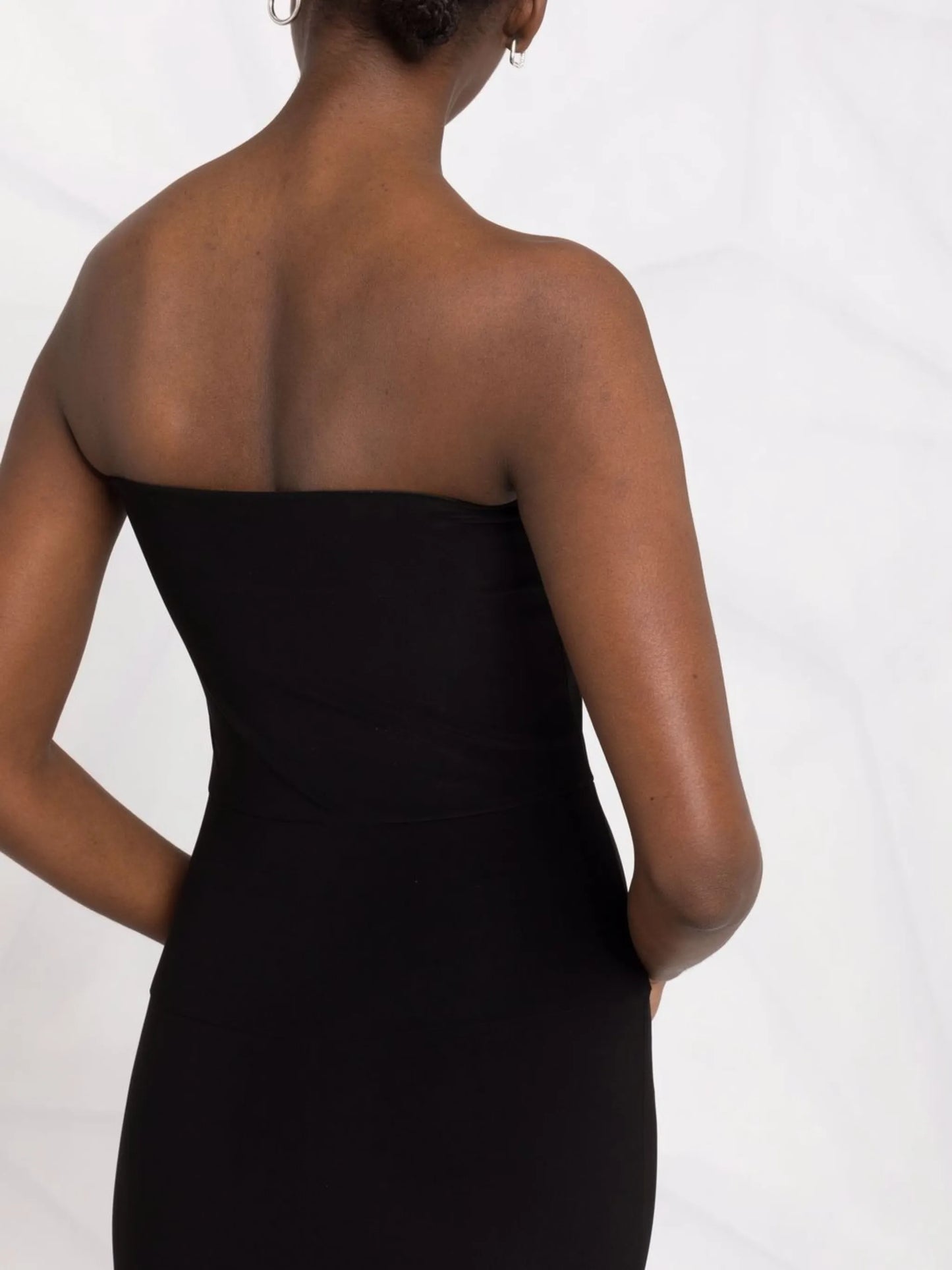 mid-length strapless dress