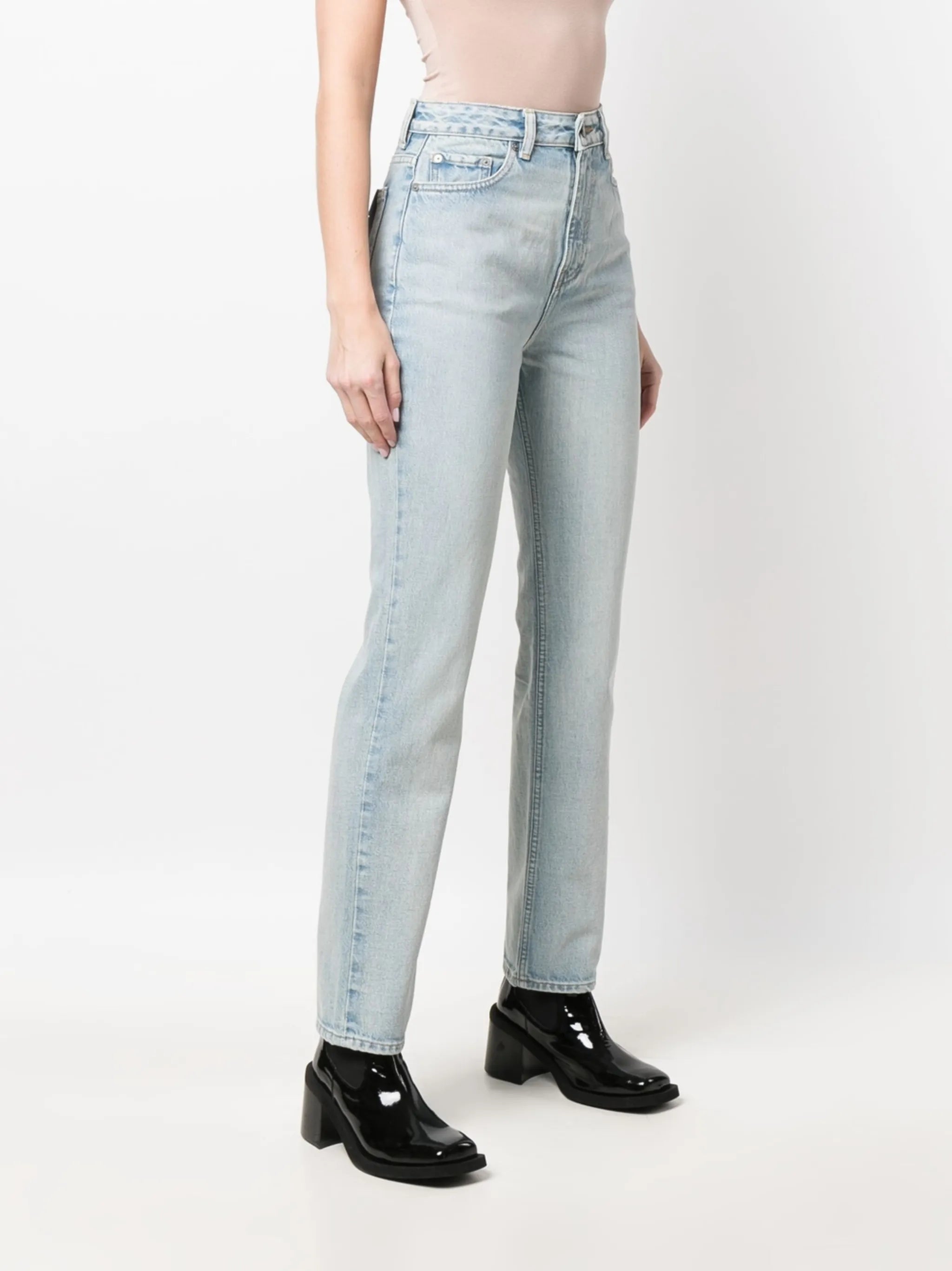 straight-leg high-rise jeans