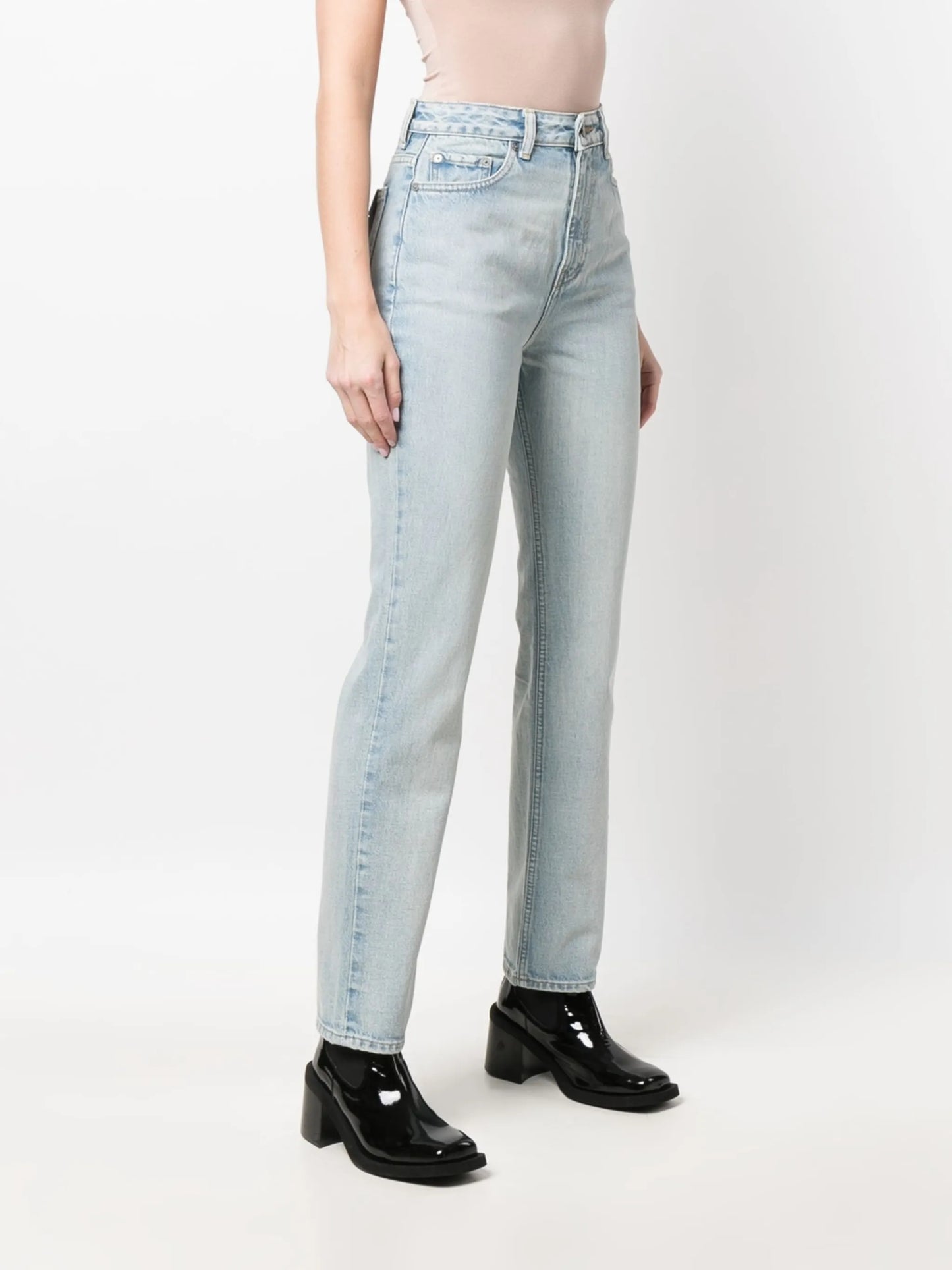 straight-leg high-rise jeans