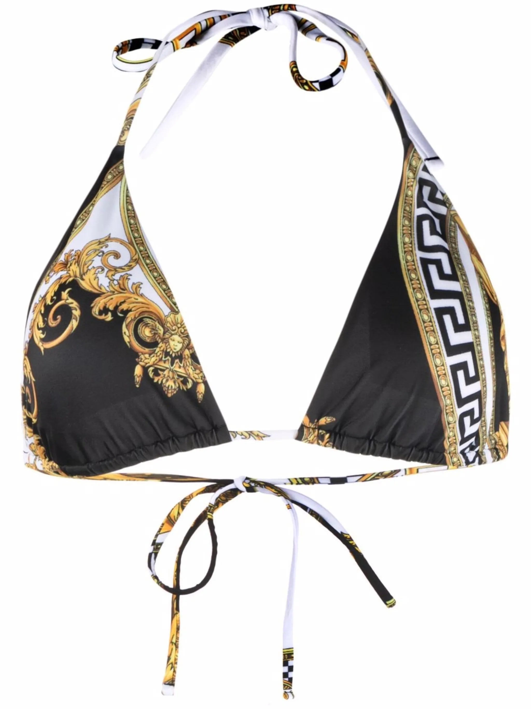 Barocco-print haterneck bikini top