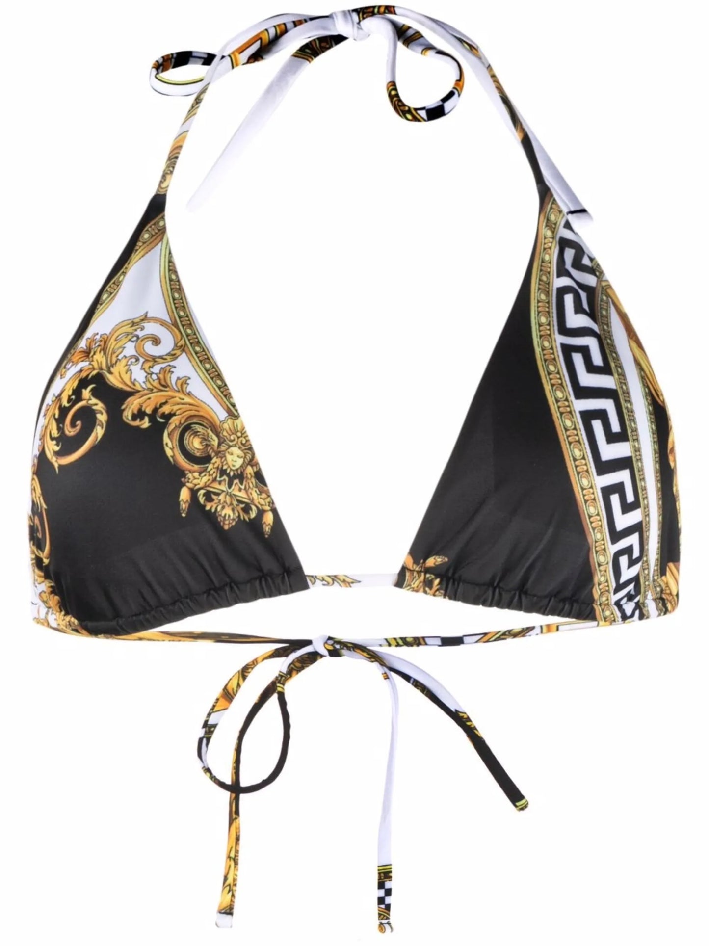 Barocco-print haterneck bikini top