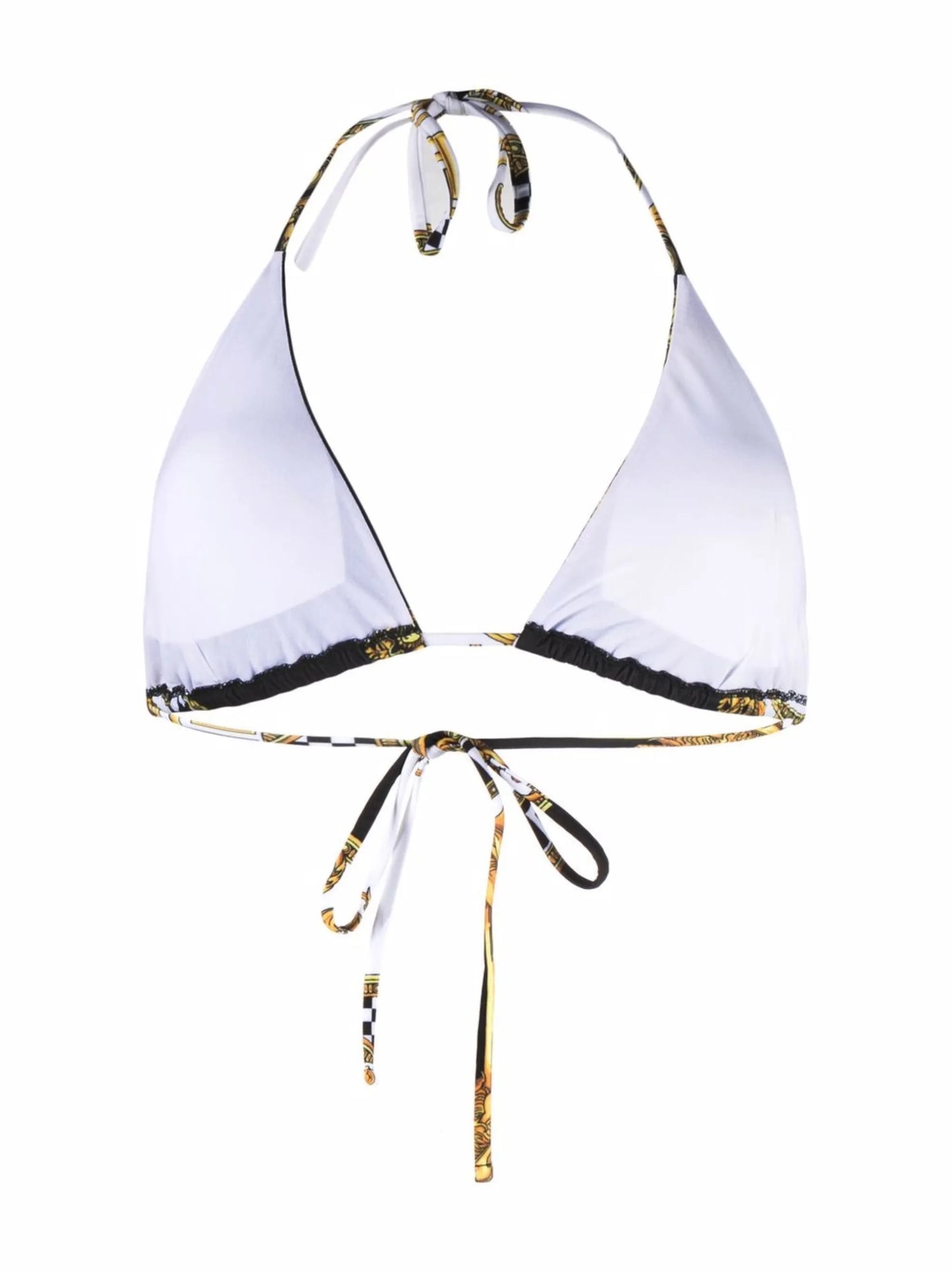 Barocco-print haterneck bikini top