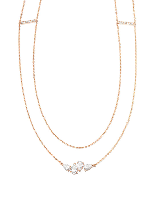 18kt rose gold Serti 4 diamond necklace