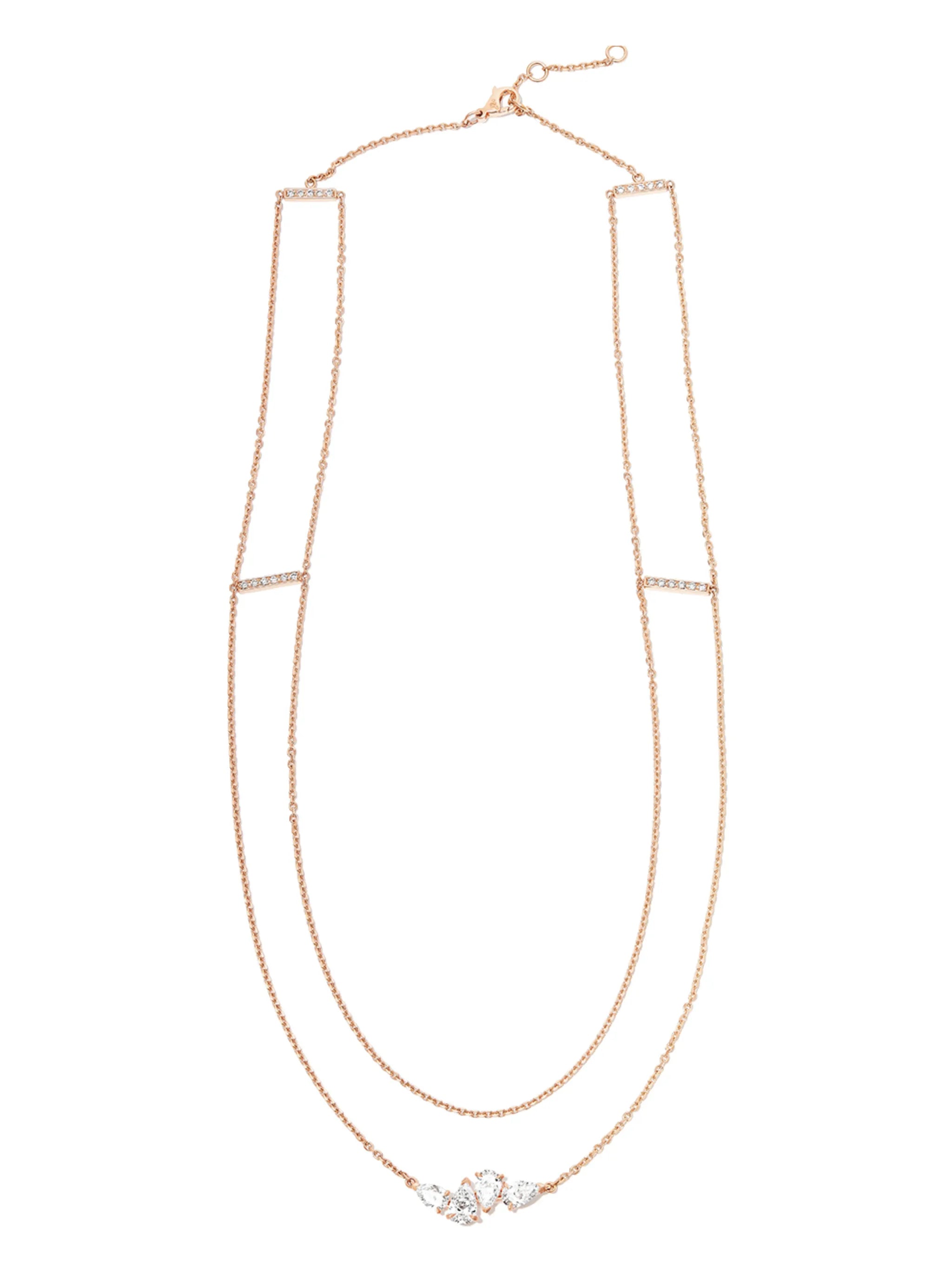 18kt rose gold Serti 4 diamond necklace
