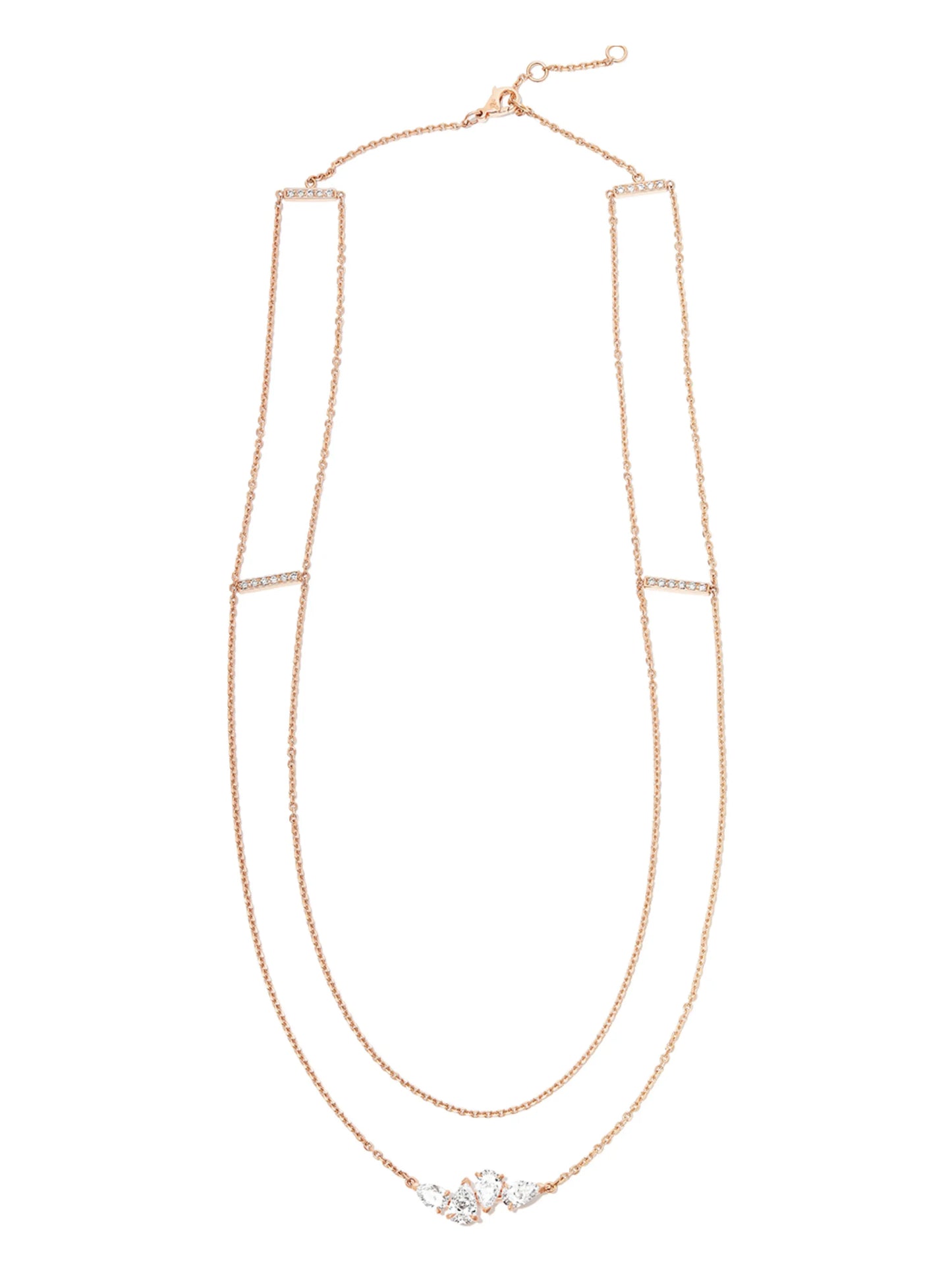 18kt rose gold Serti 4 diamond necklace