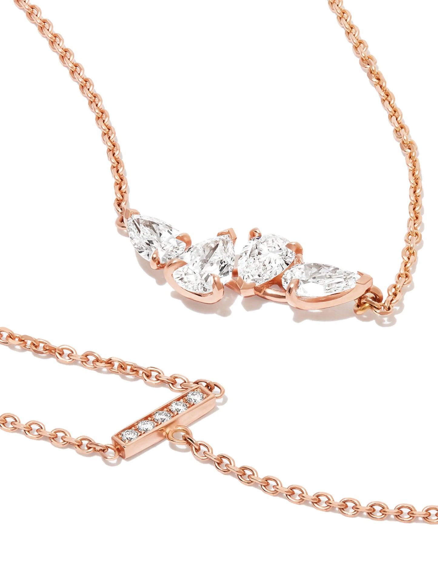 18kt rose gold Serti 4 diamond necklace