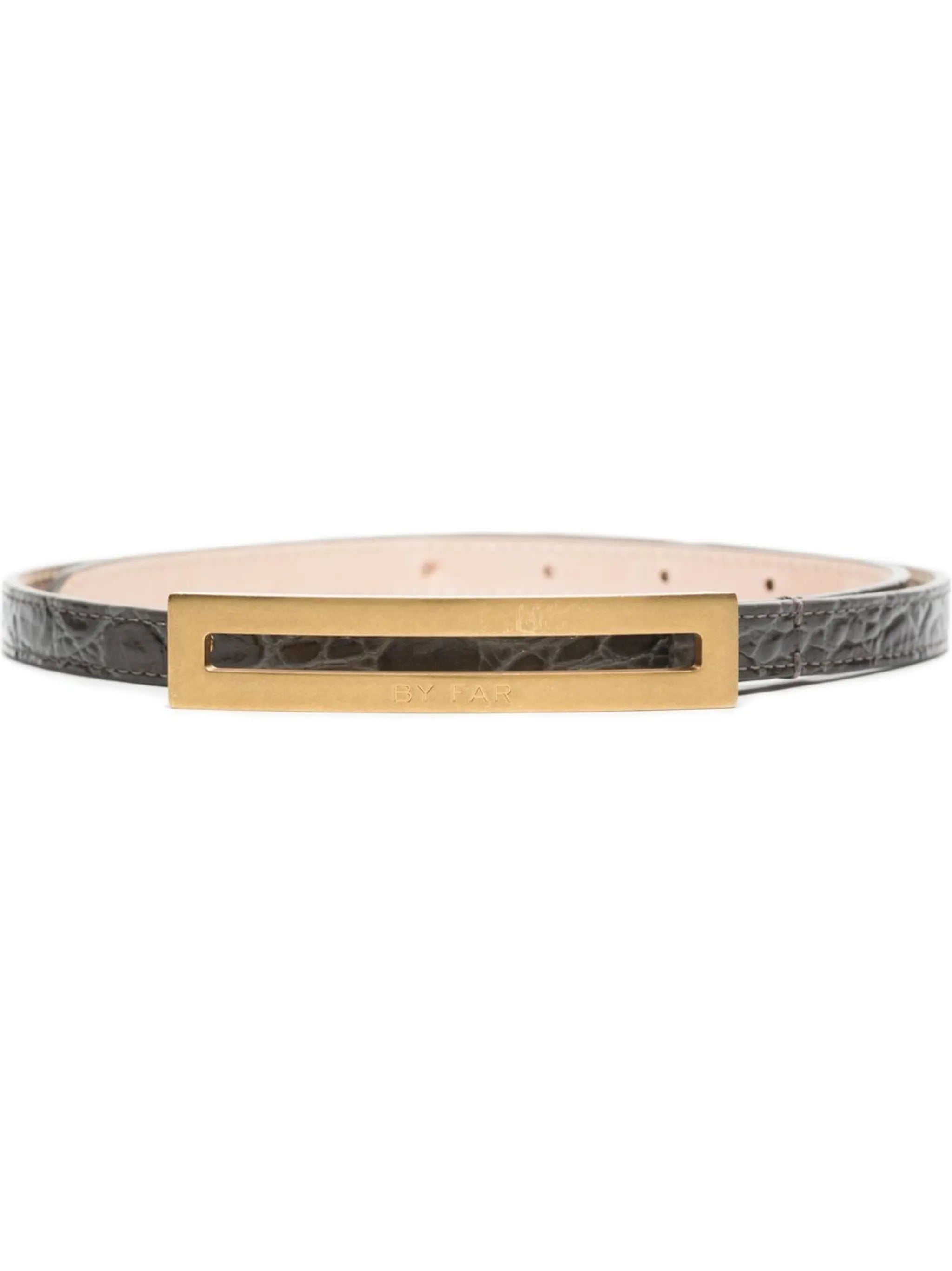 croc-embossed leather belt