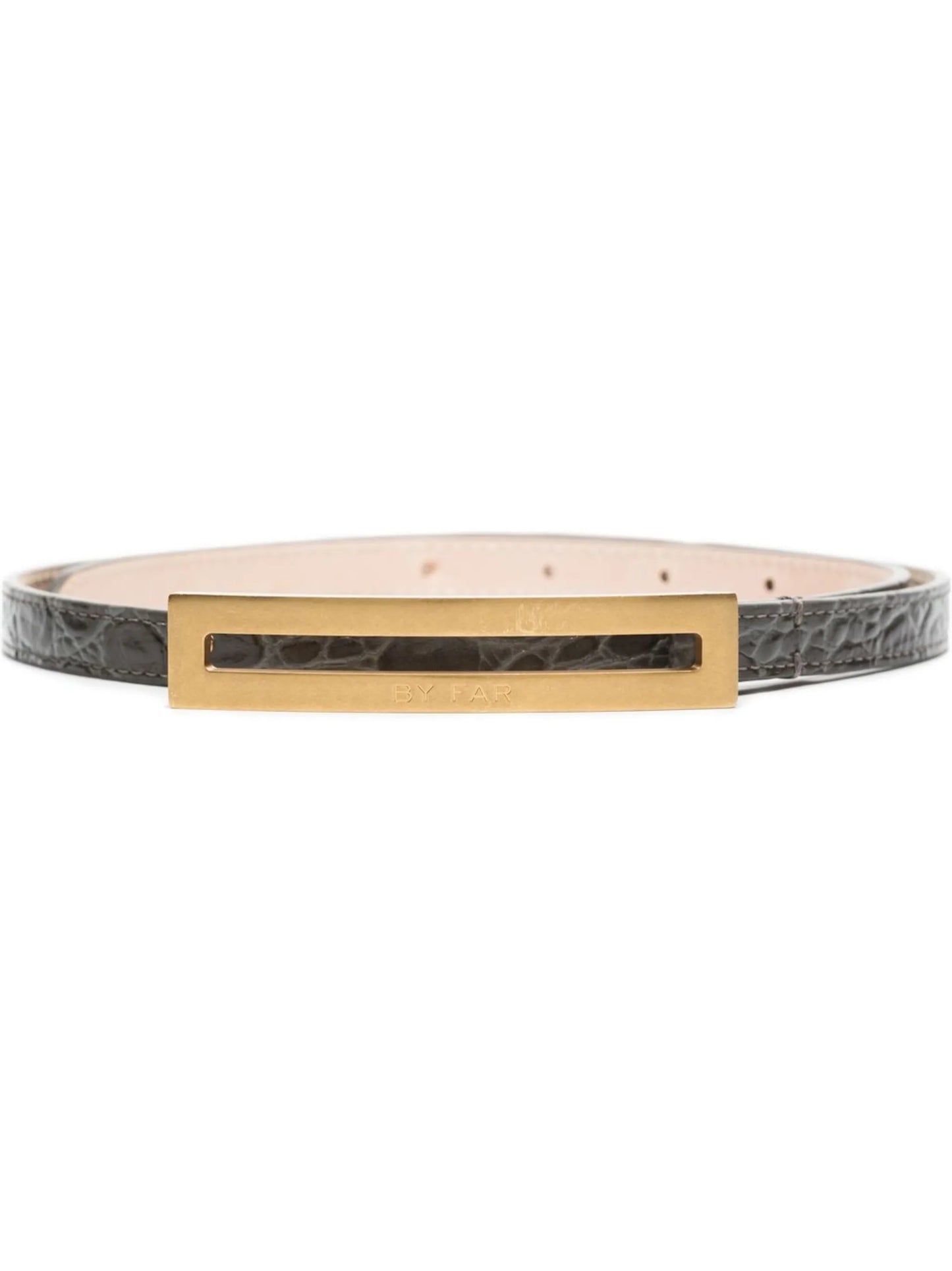 croc-embossed leather belt