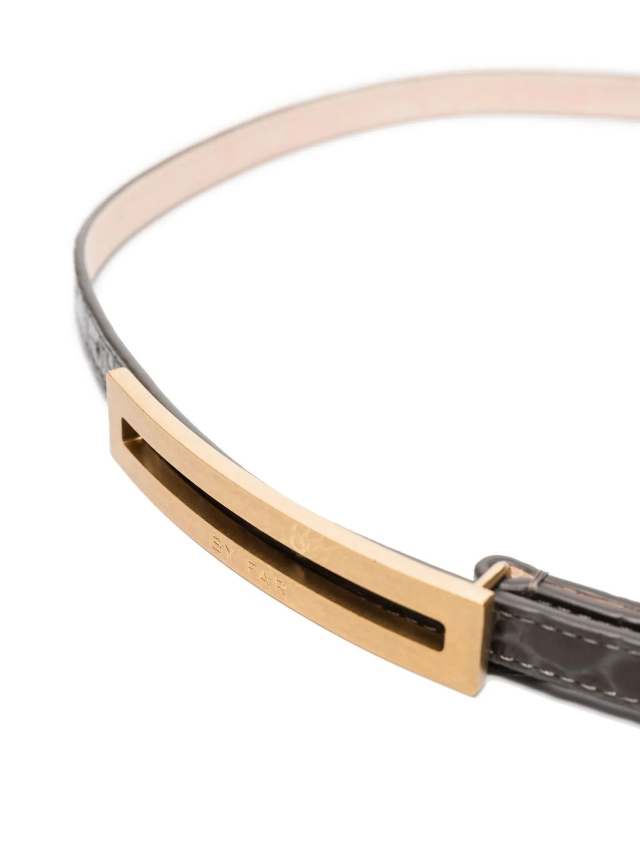 croc-embossed leather belt