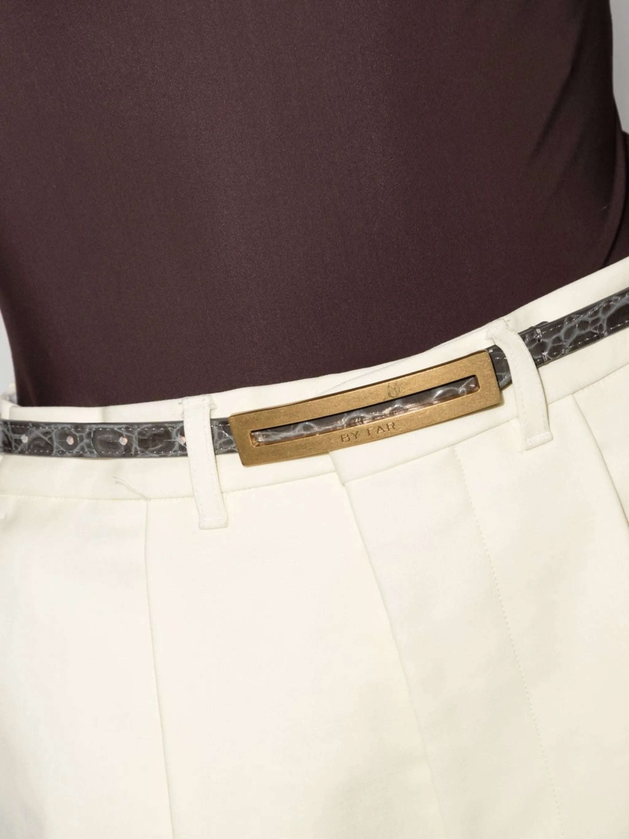 croc-embossed leather belt
