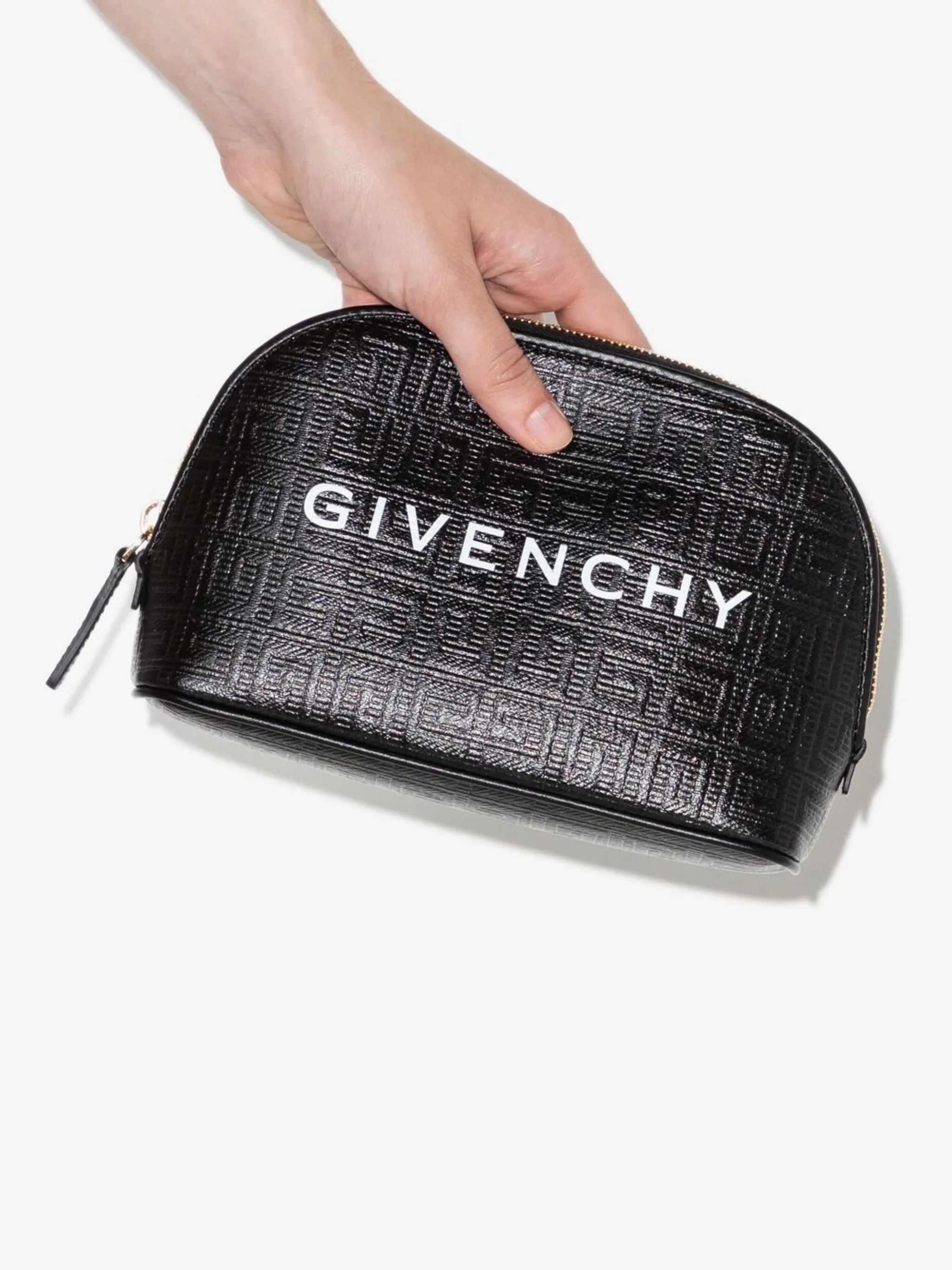 logo-print embossed clutch