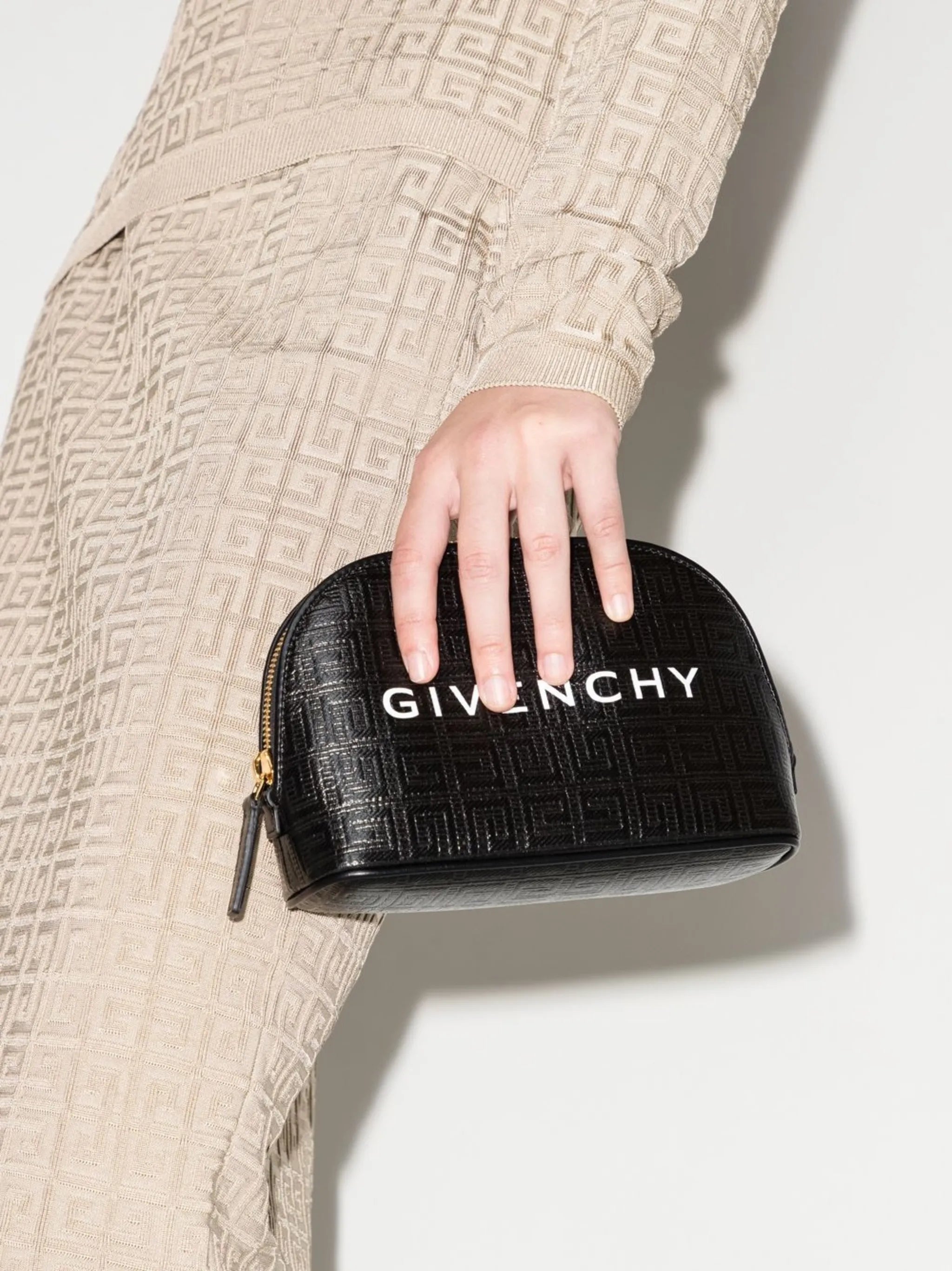 logo-print embossed clutch