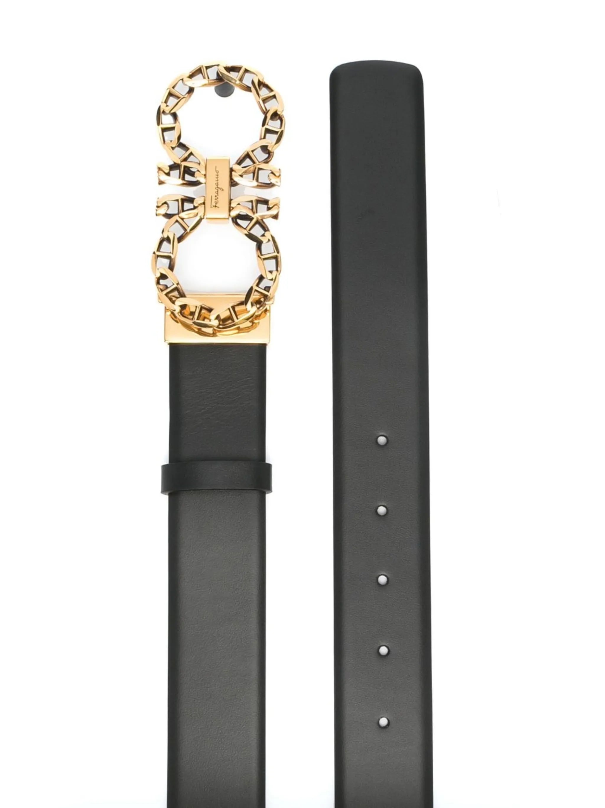 gancini-buckle leather belt