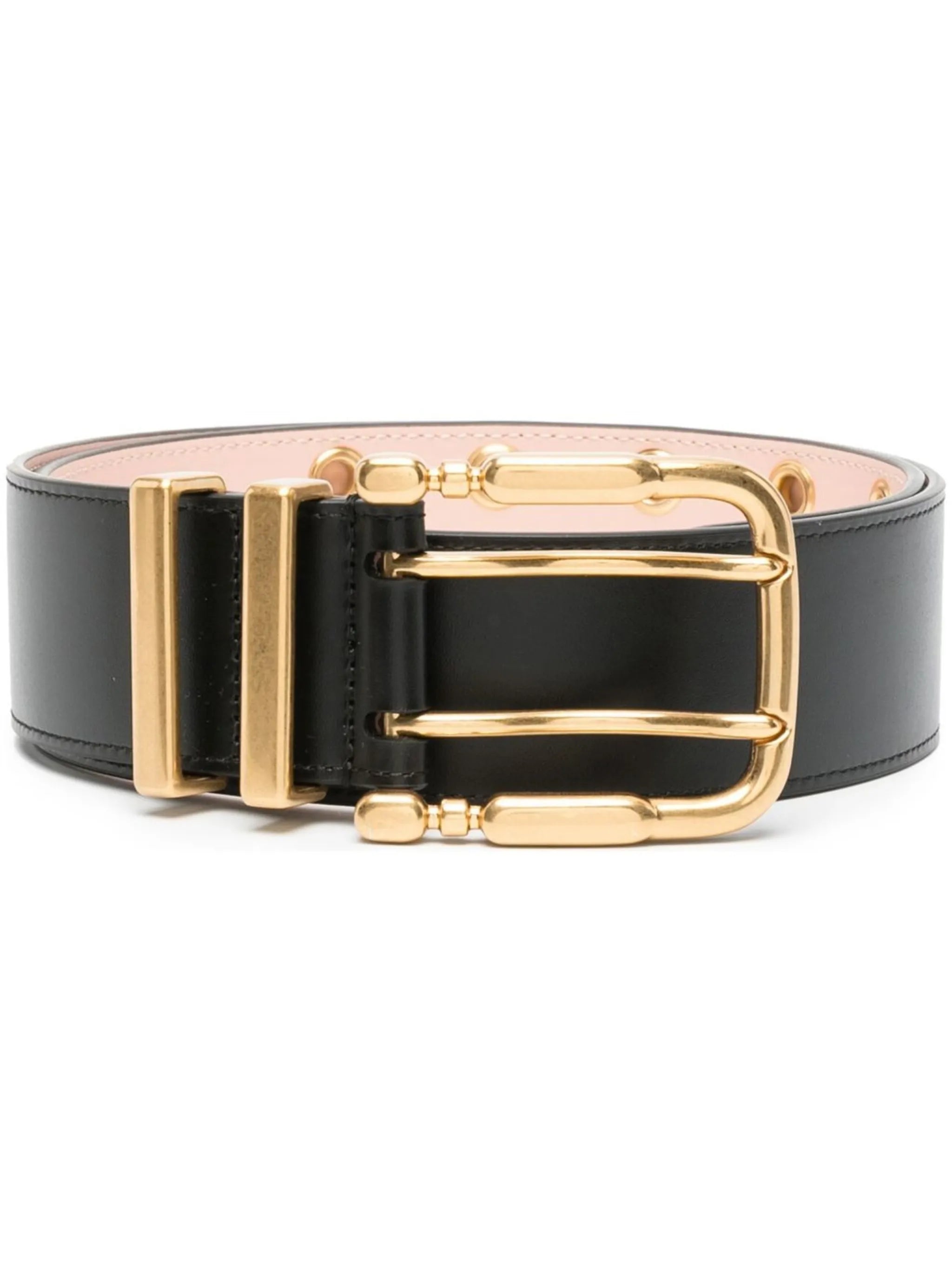 double-buckle leather belt