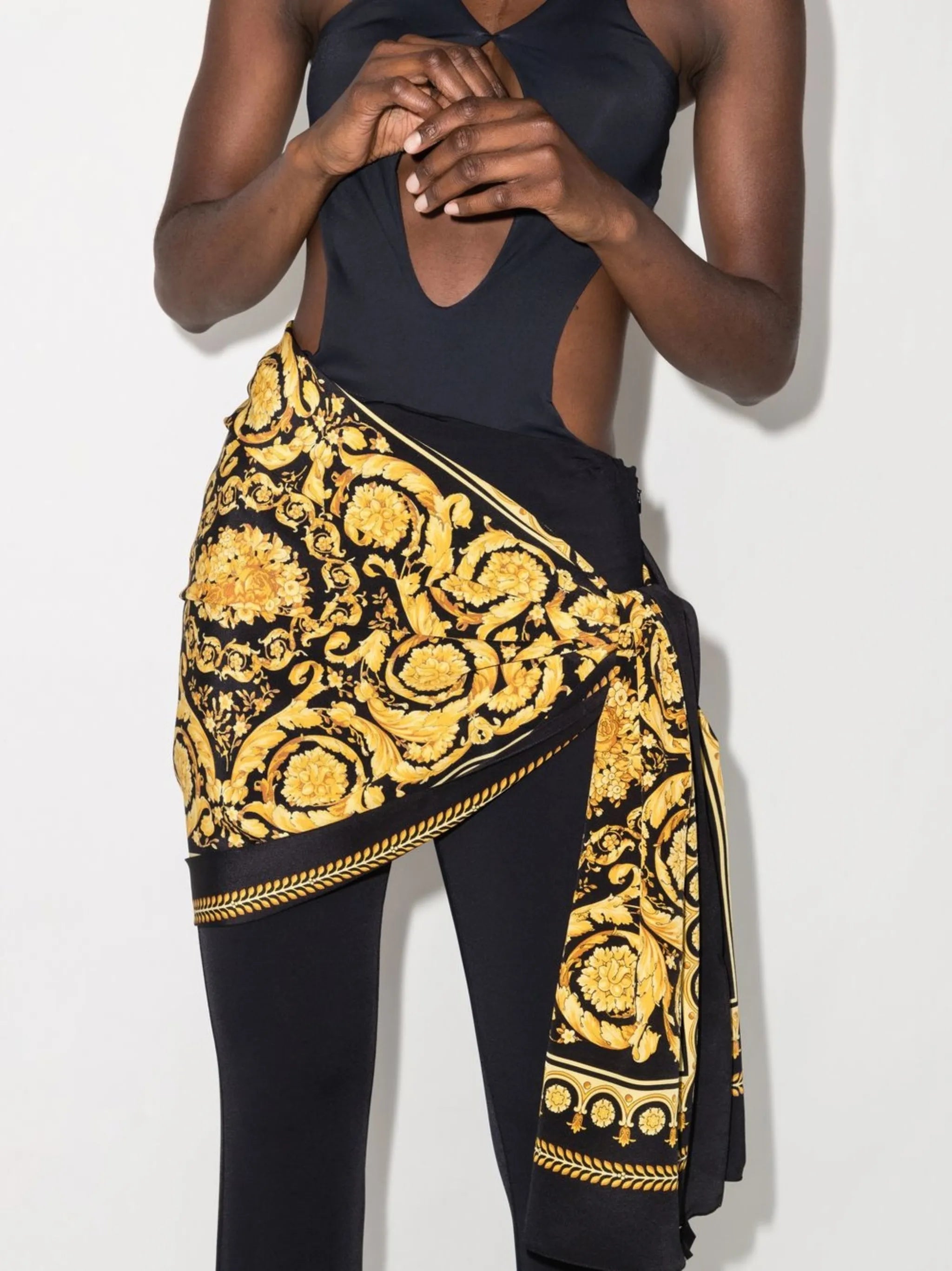Barocco-print silk scarf