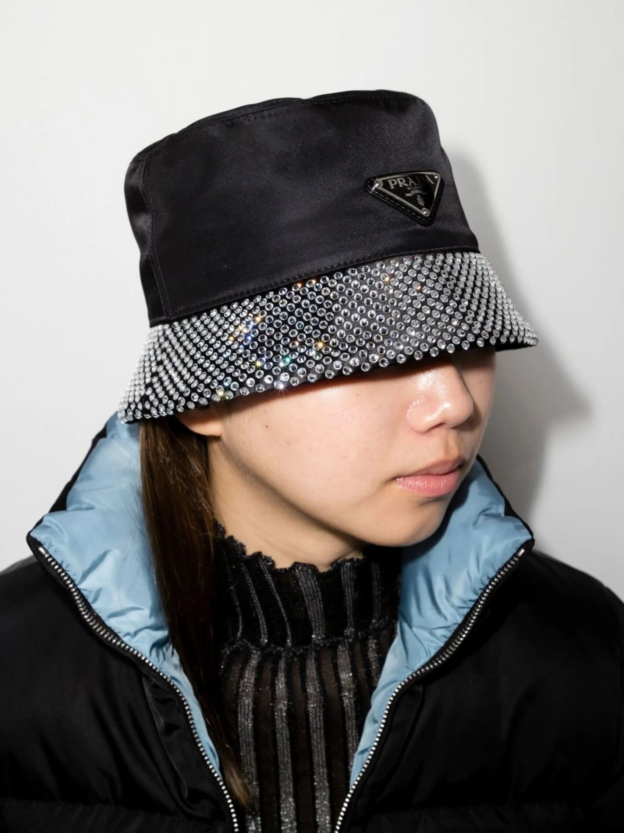 Re-Nylon crystal-embellished bucket hat