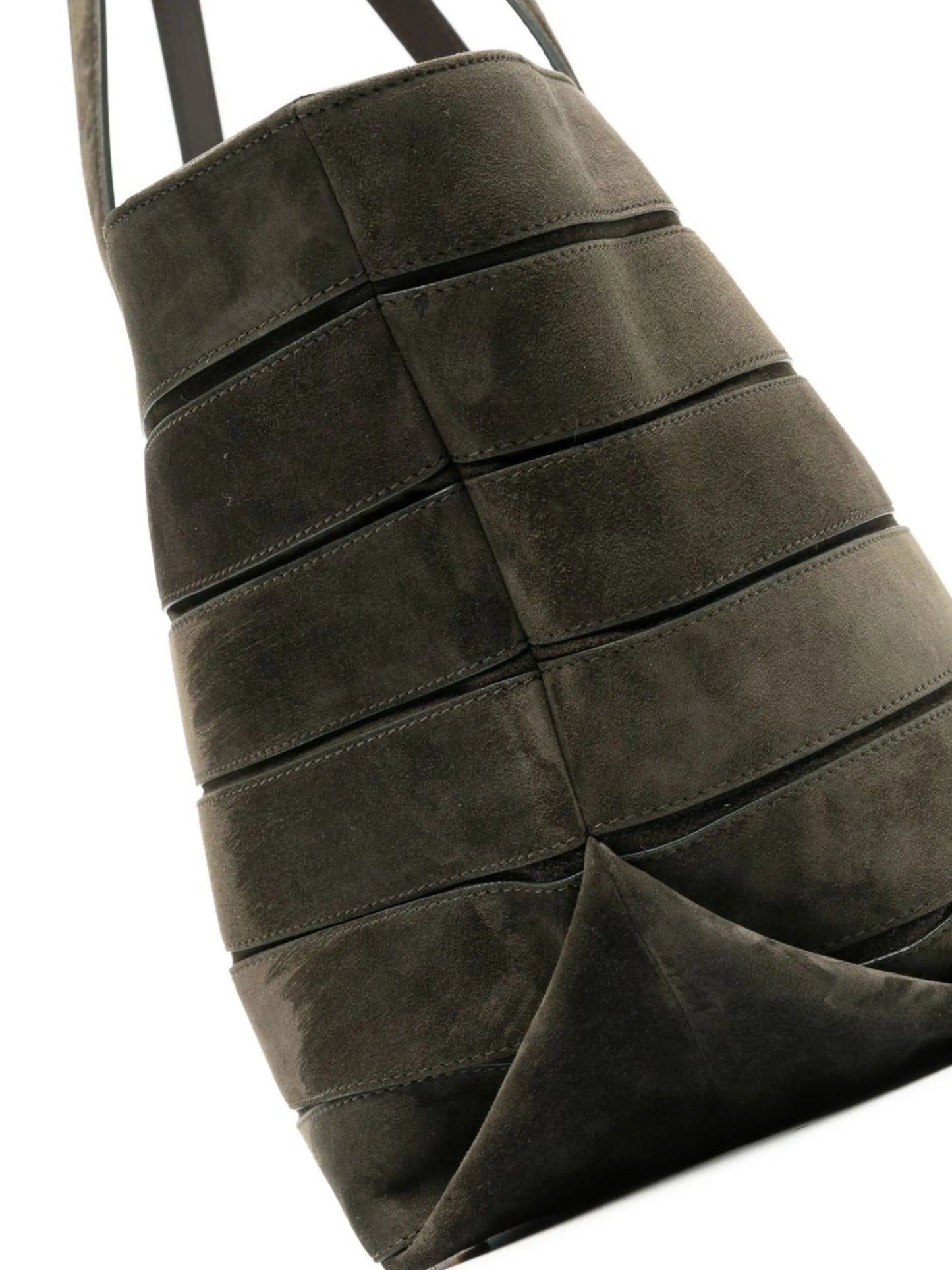 striped suede tote bag