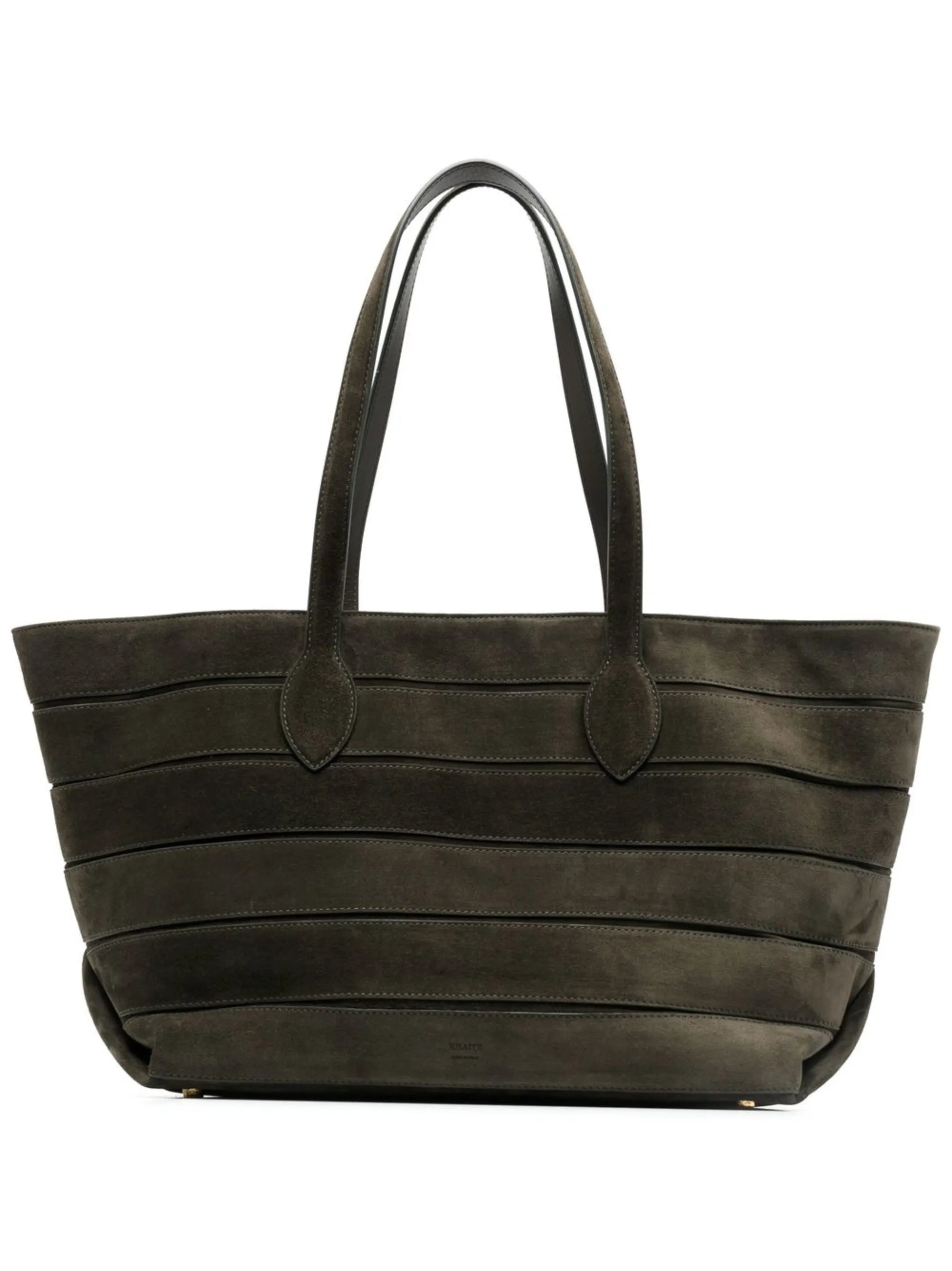 striped suede tote bag