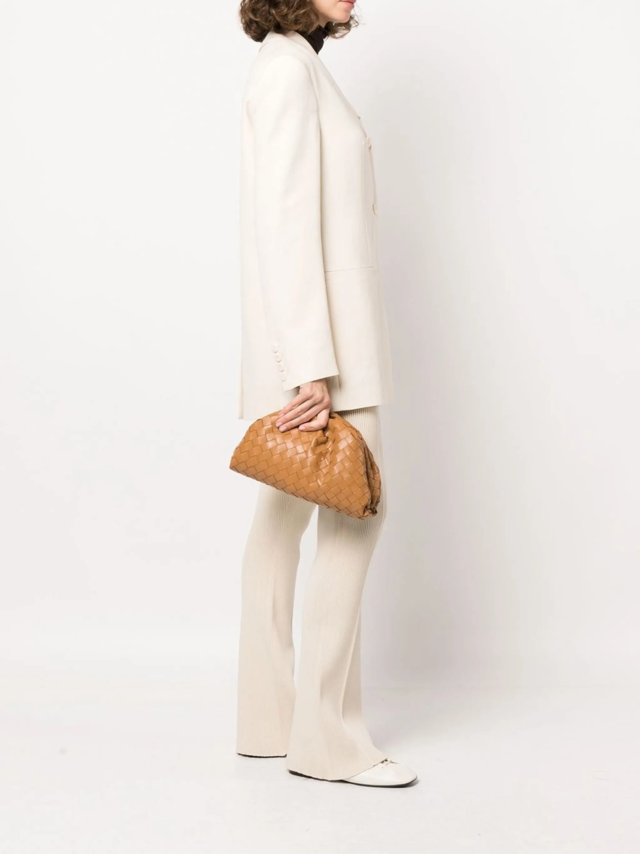 Intrecciato leather clutch bag