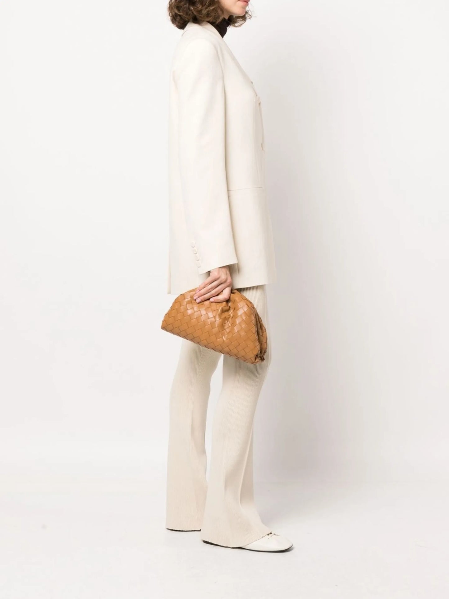 Intrecciato leather clutch bag
