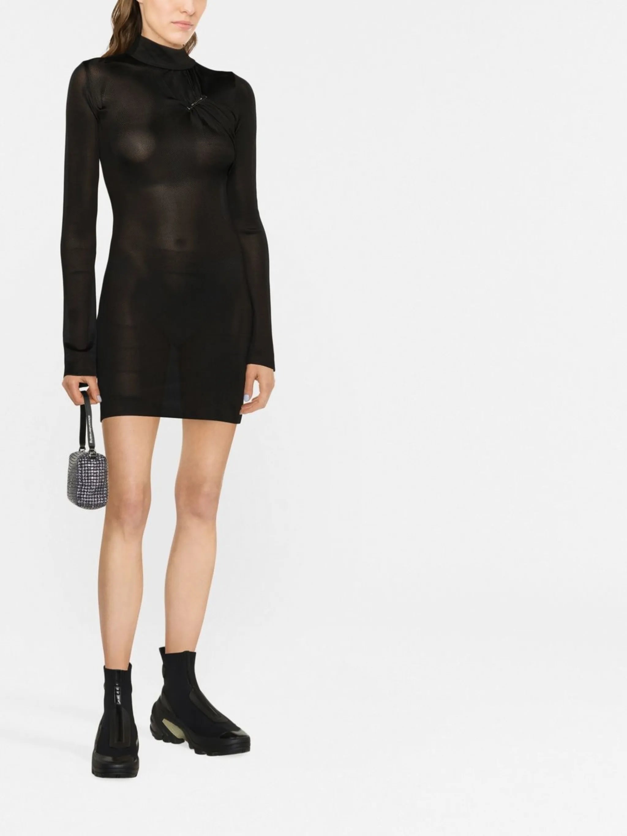 high-neck mini dress