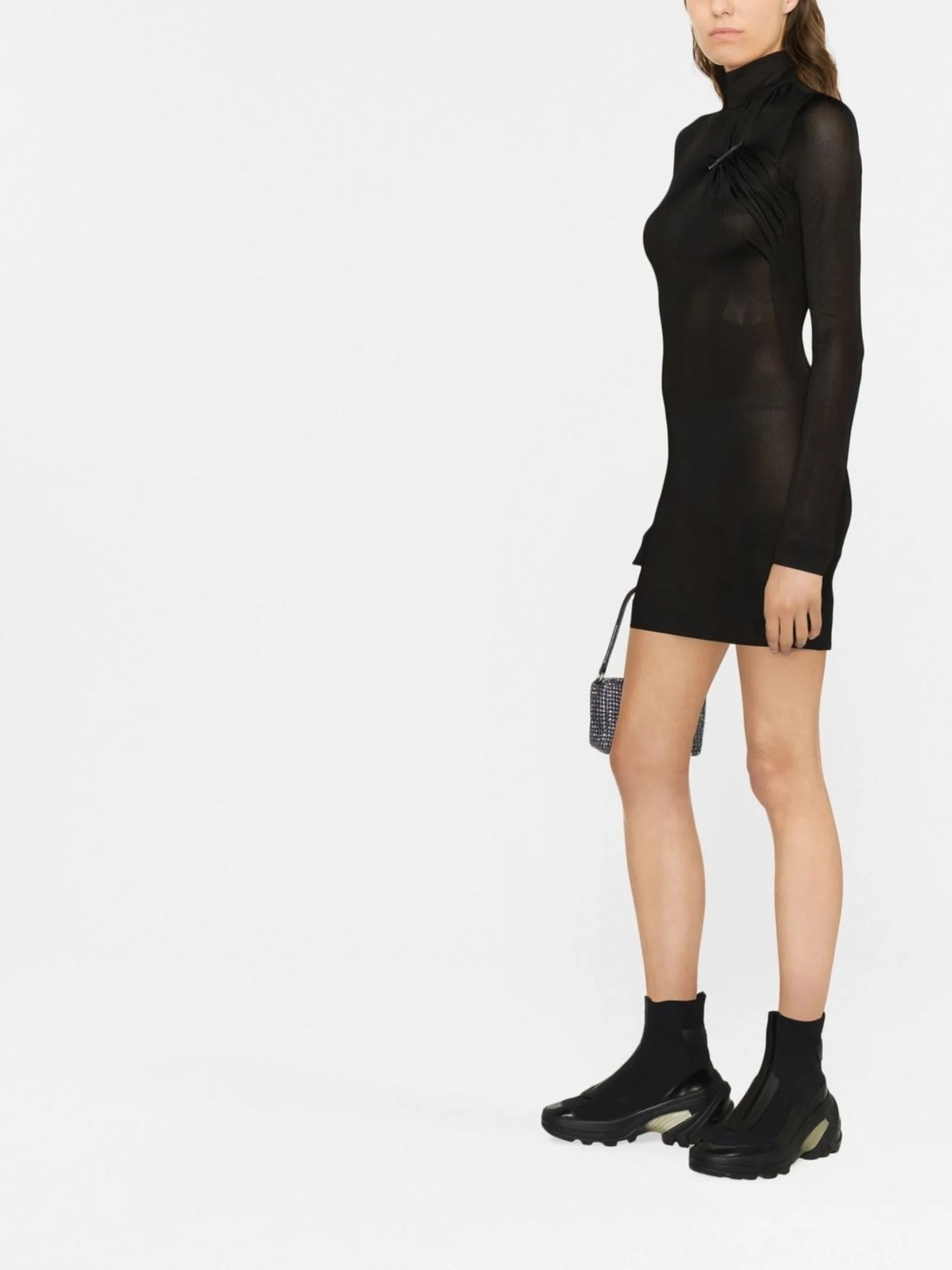 high-neck mini dress