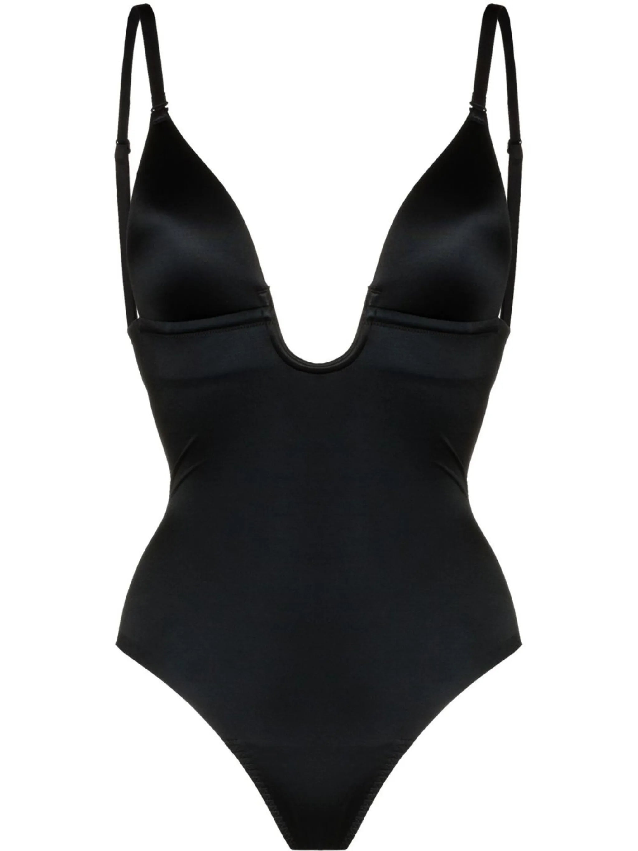 plunge-neck sleeveless bodysuit