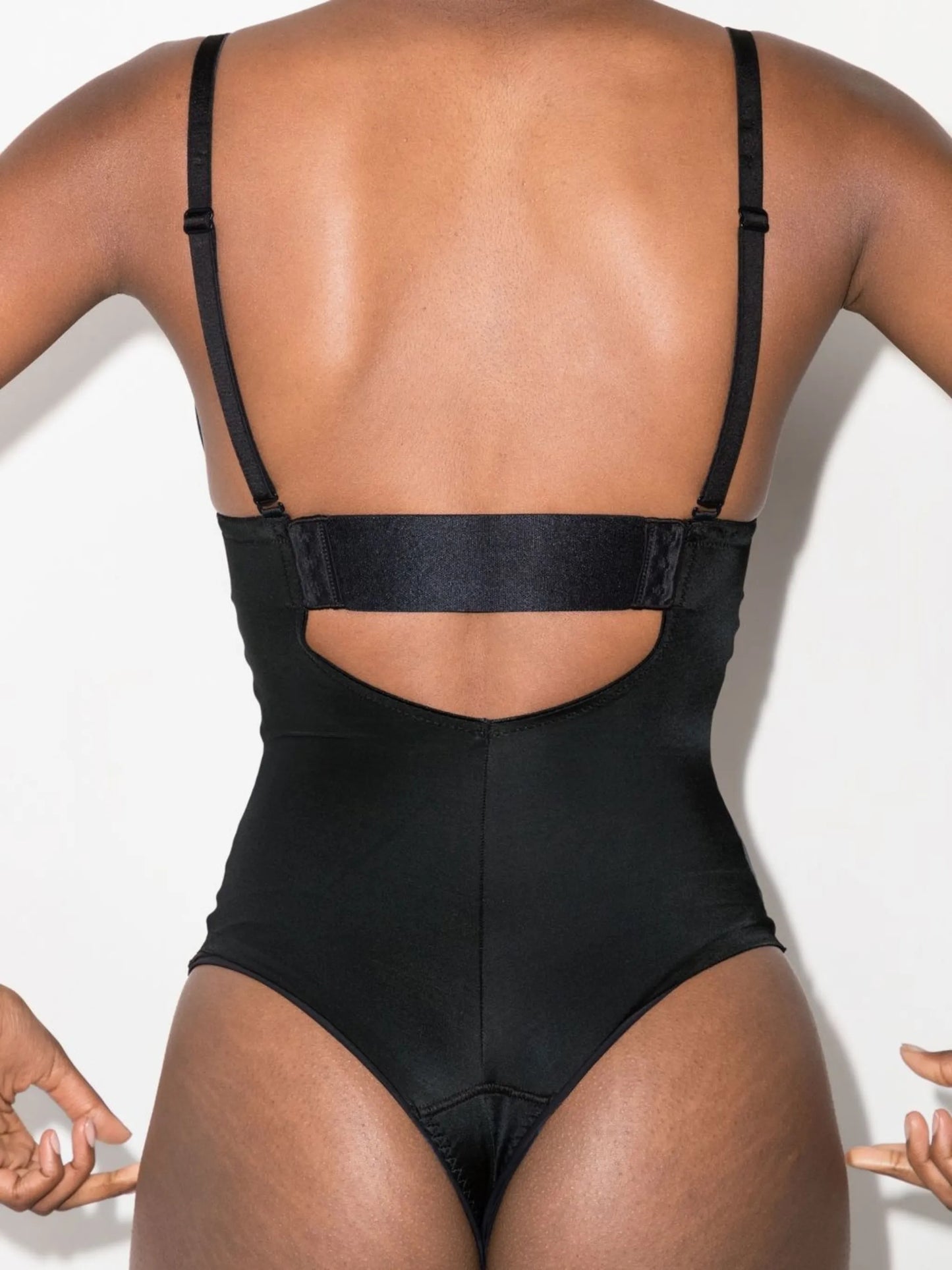 plunge-neck sleeveless bodysuit