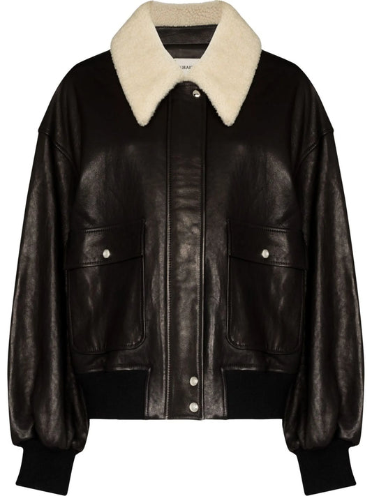 shearling-trim collar jacket