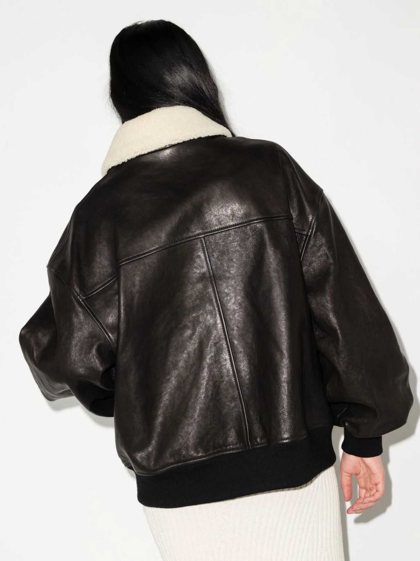 shearling-trim collar jacket