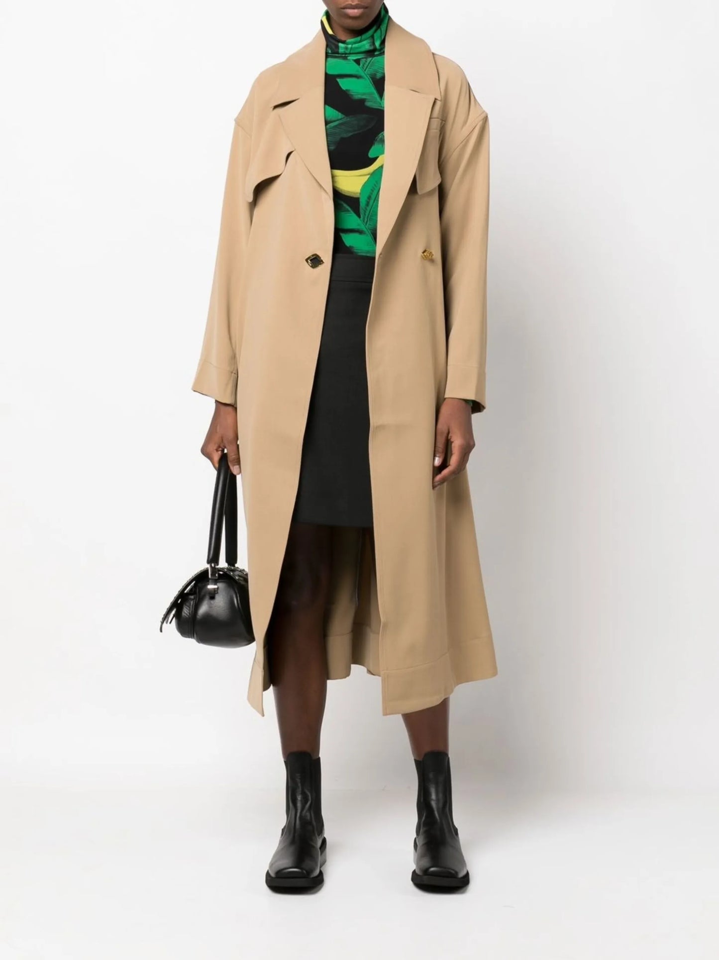 logo-plaque belted trench coat