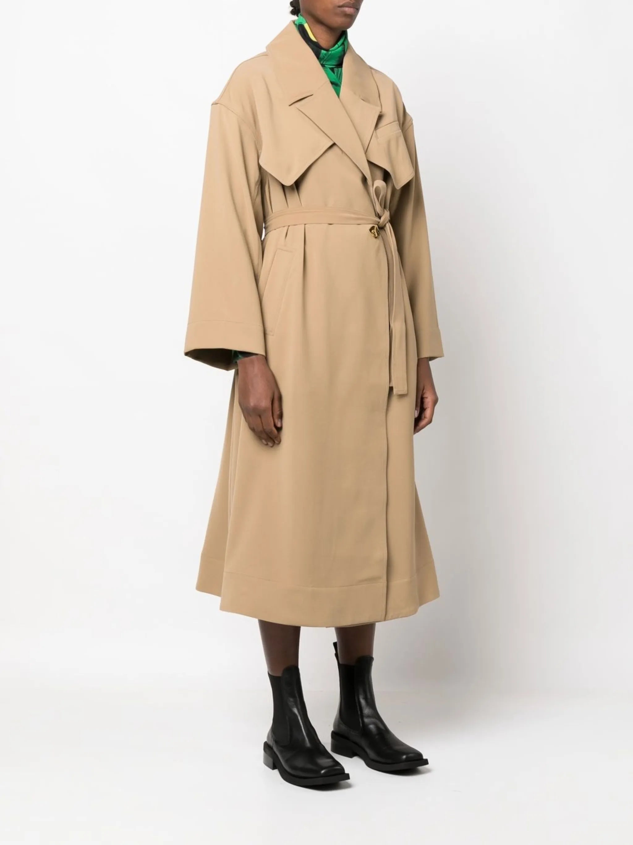 logo-plaque belted trench coat