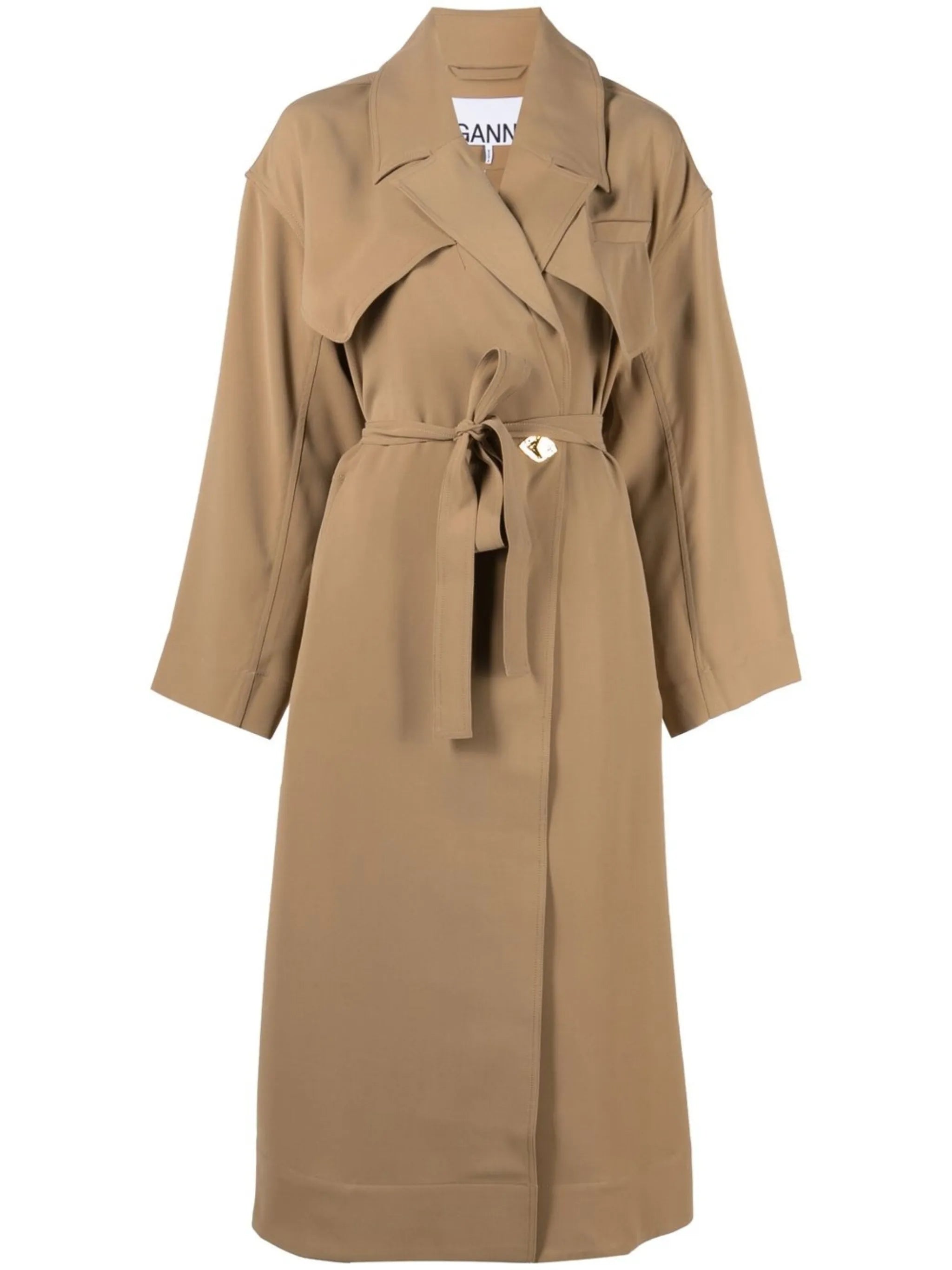 logo-plaque belted trench coat