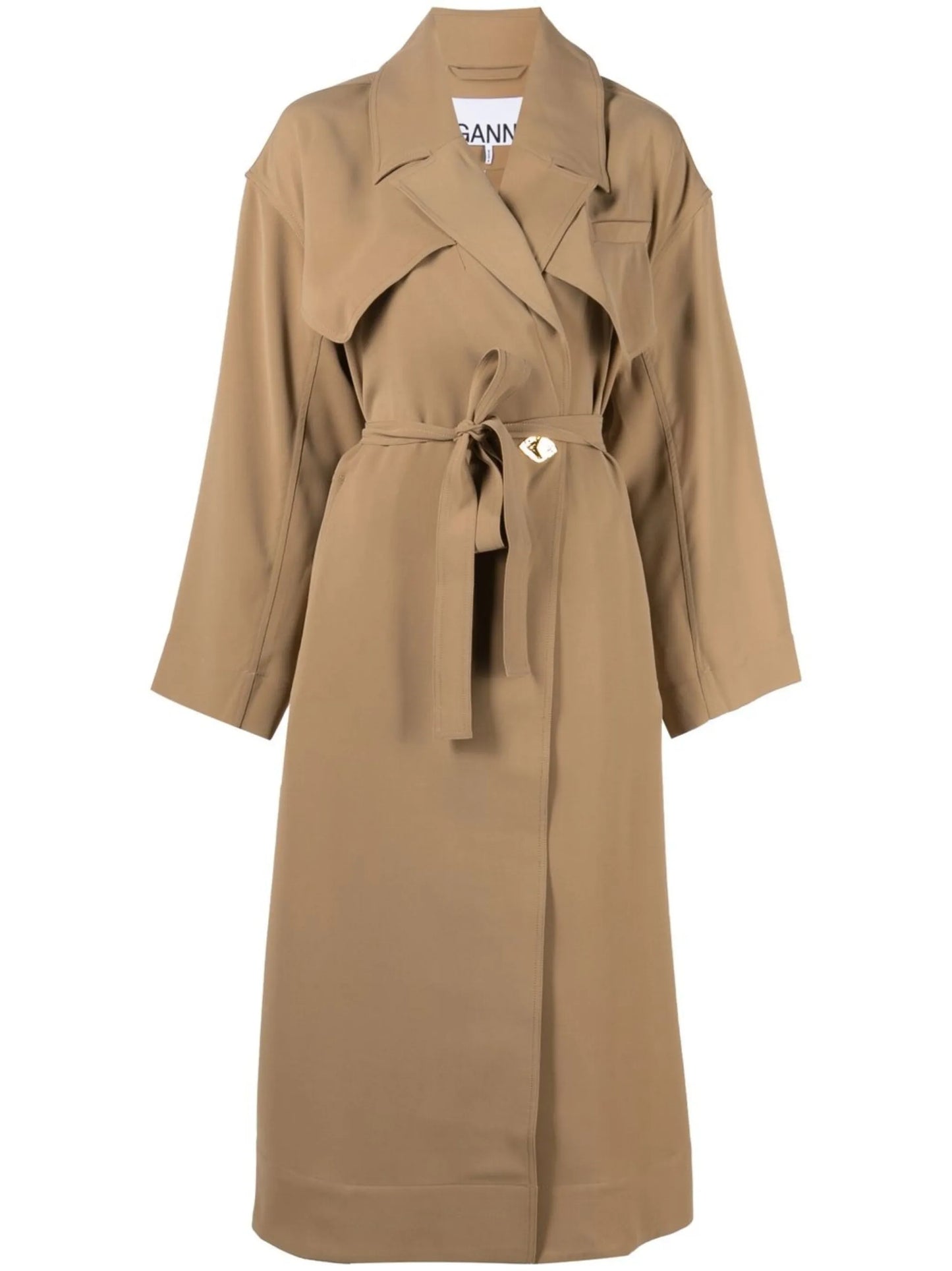 logo-plaque belted trench coat