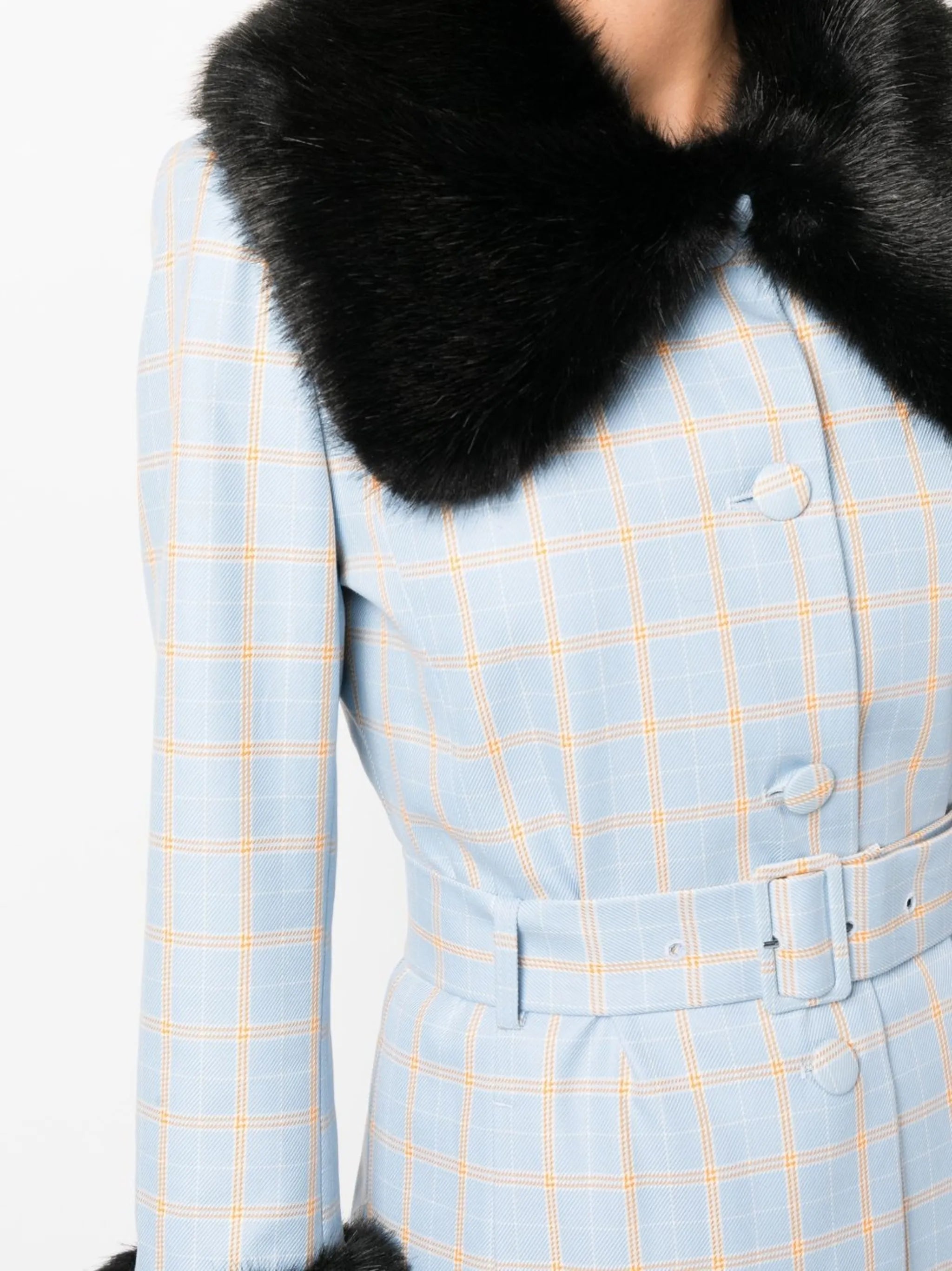 Scarlett faux fur-trim belted coat