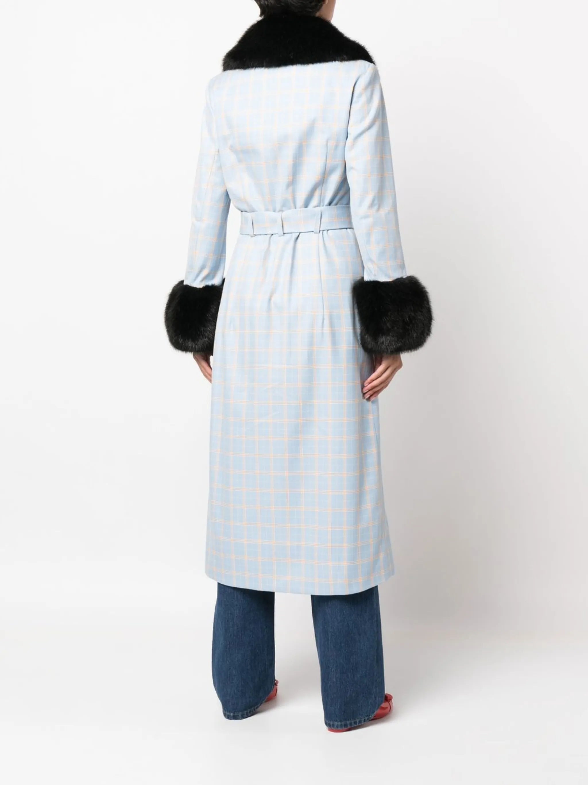 Scarlett faux fur-trim belted coat
