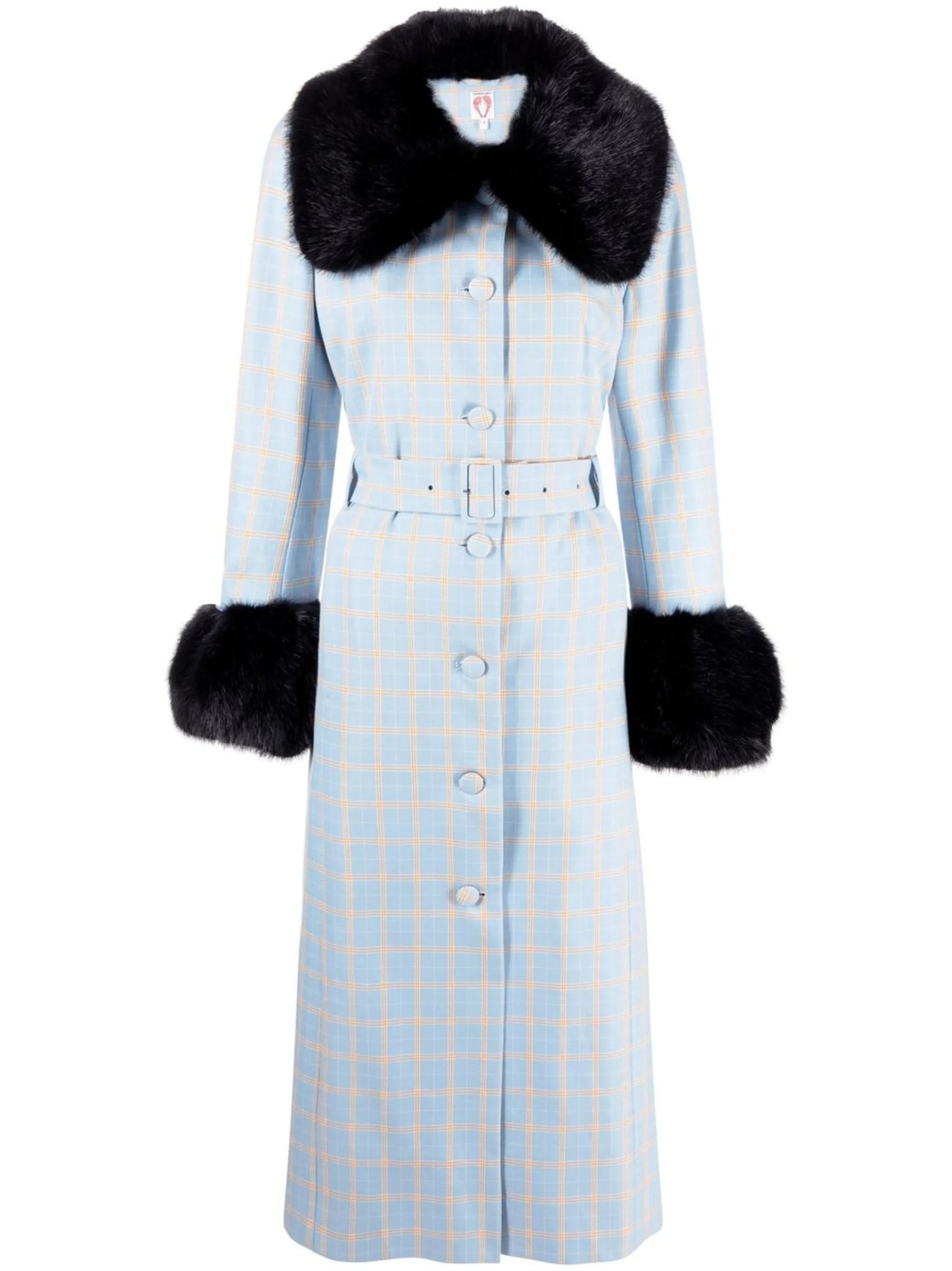 Scarlett faux fur-trim belted coat
