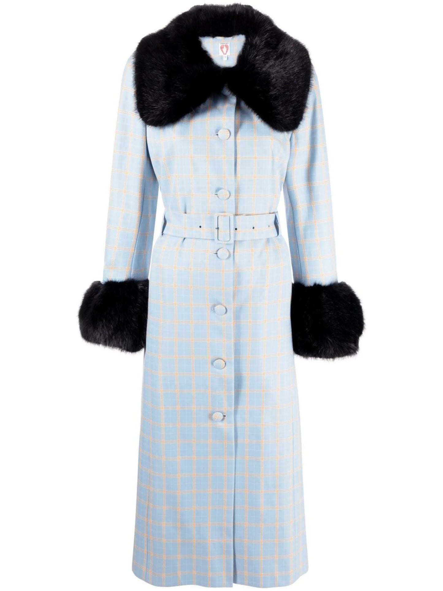 Scarlett faux fur-trim belted coat