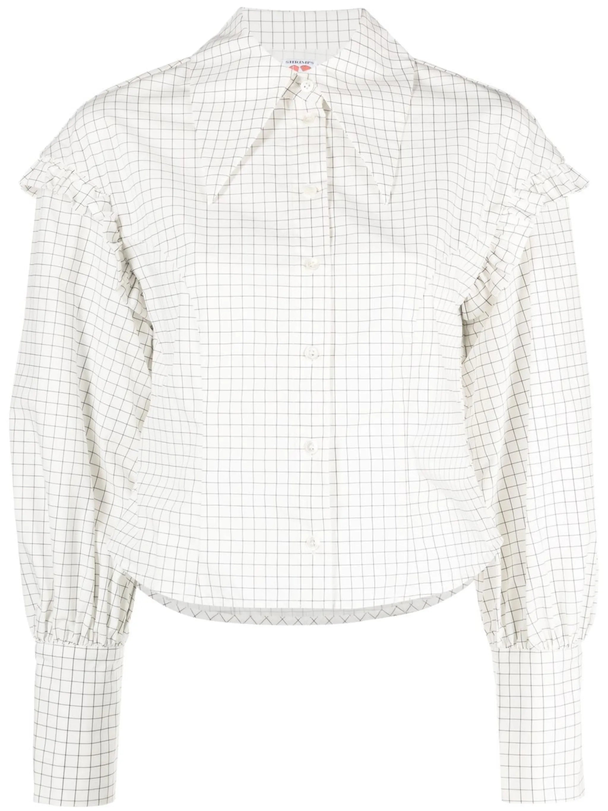 ruffle-trim windowpane-print shirt