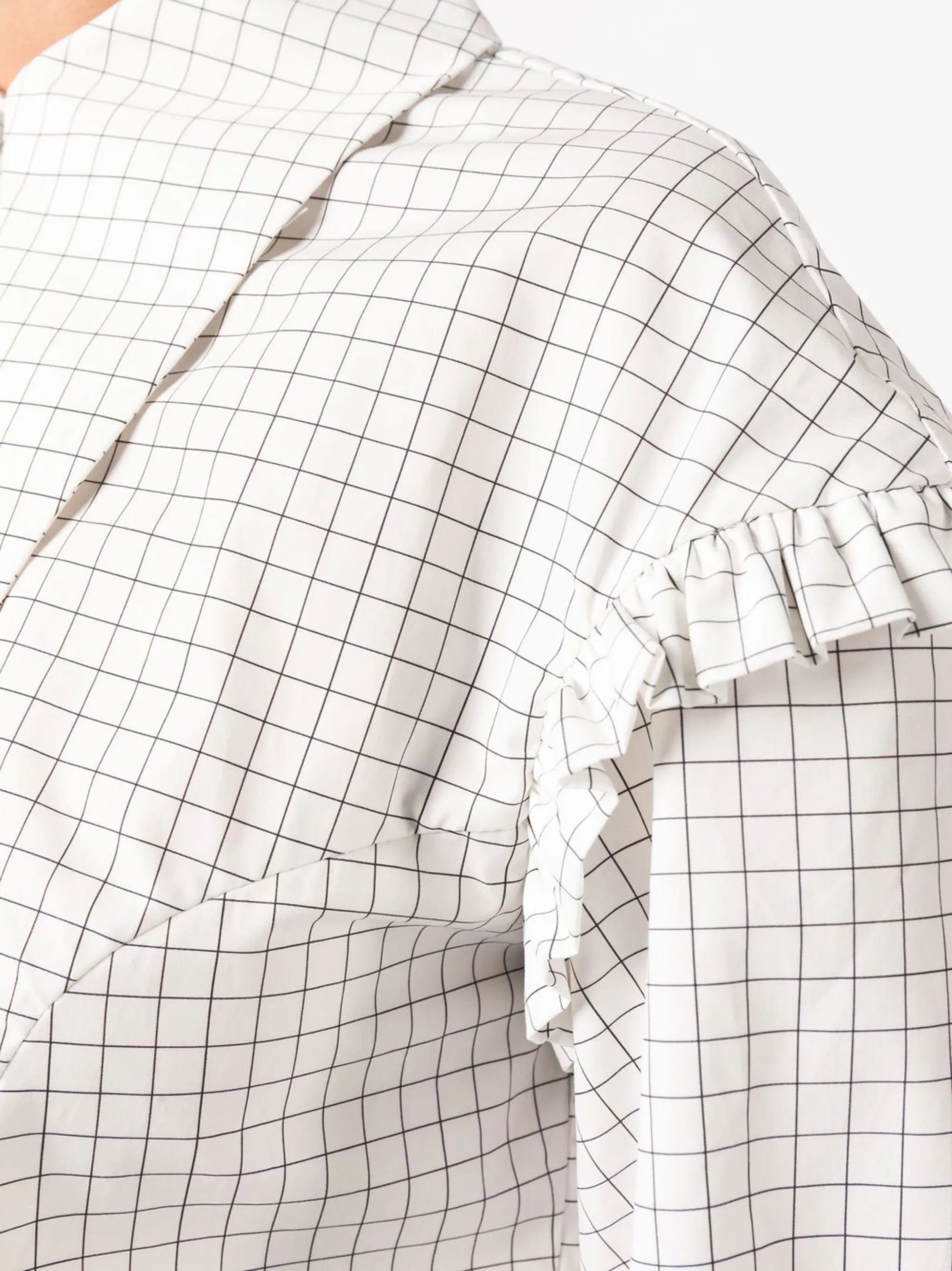 ruffle-trim windowpane-print shirt