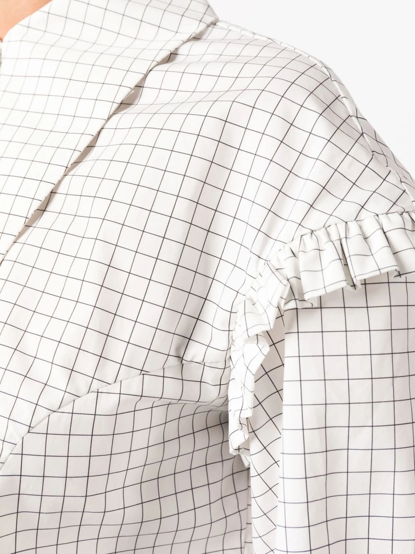 ruffle-trim windowpane-print shirt