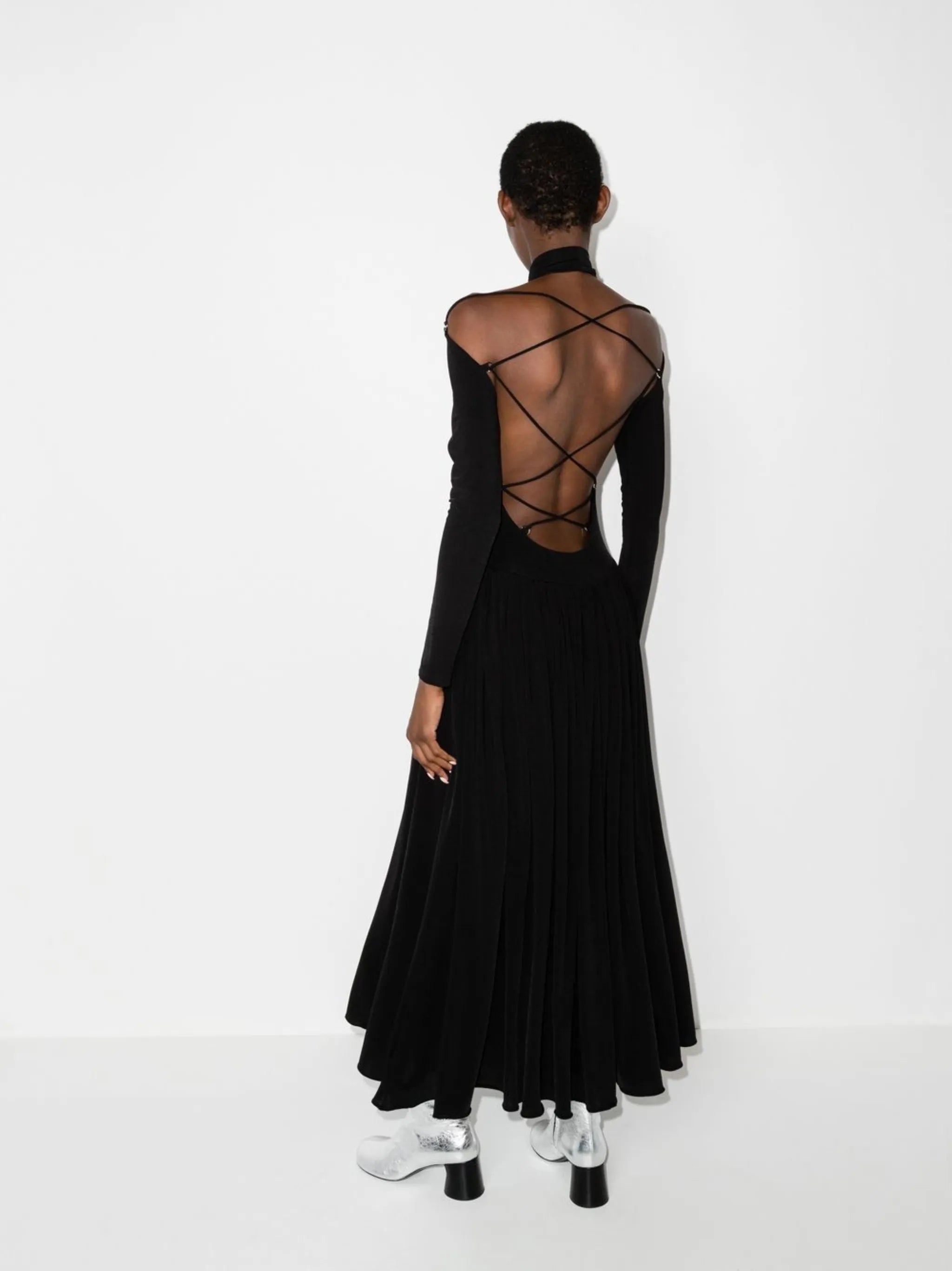 cold-shoulder long-sleeve dress