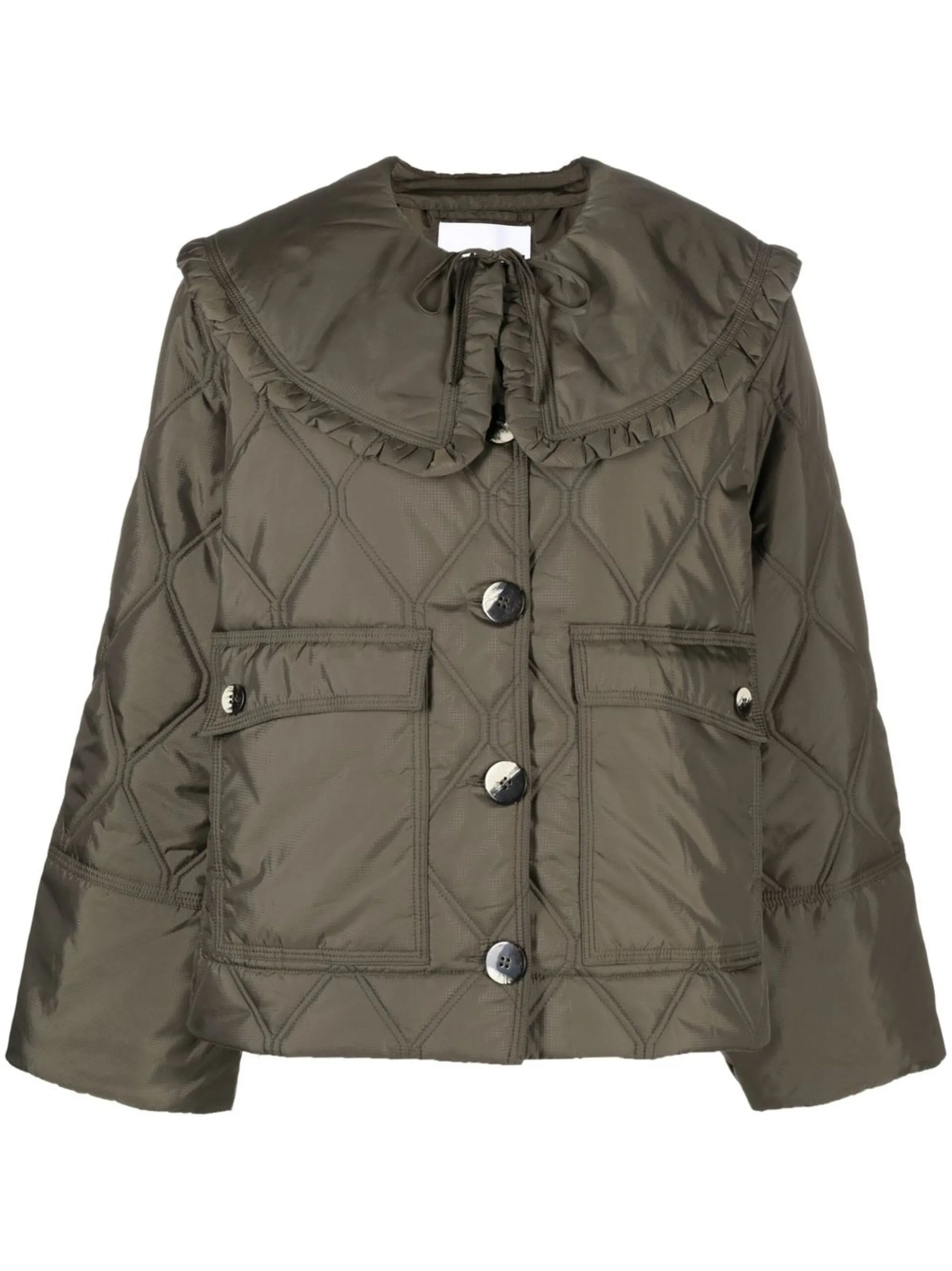 detachable-collar quilted jacket